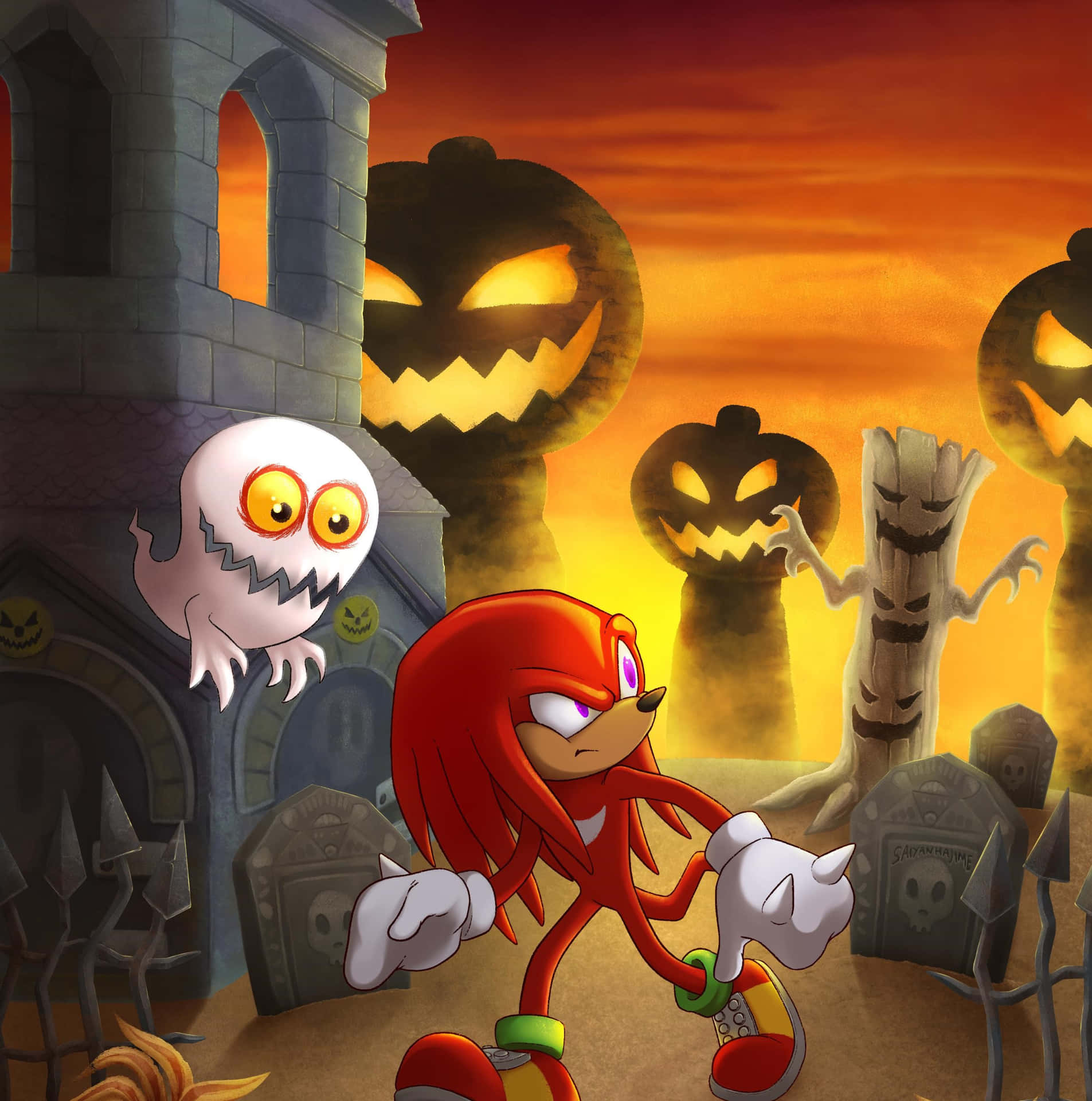 Knuckles Halloween Avontuur Achtergrond