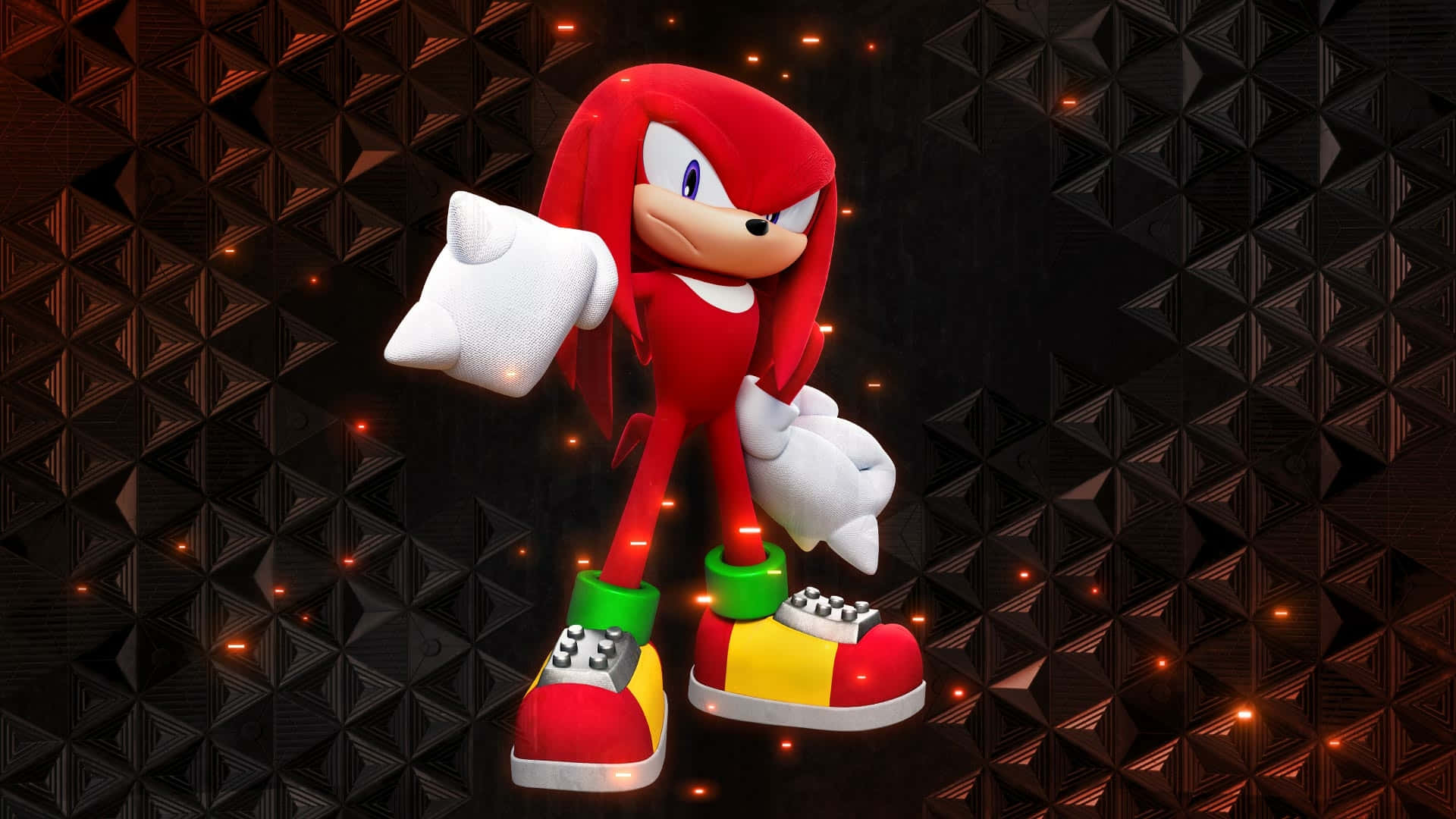 Knuckles The Echidna On Black Metal Wallpaper
