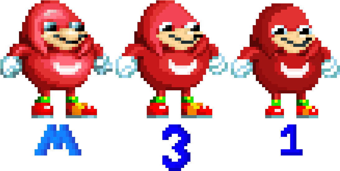 Knuckles Pixel Art Poses PNG