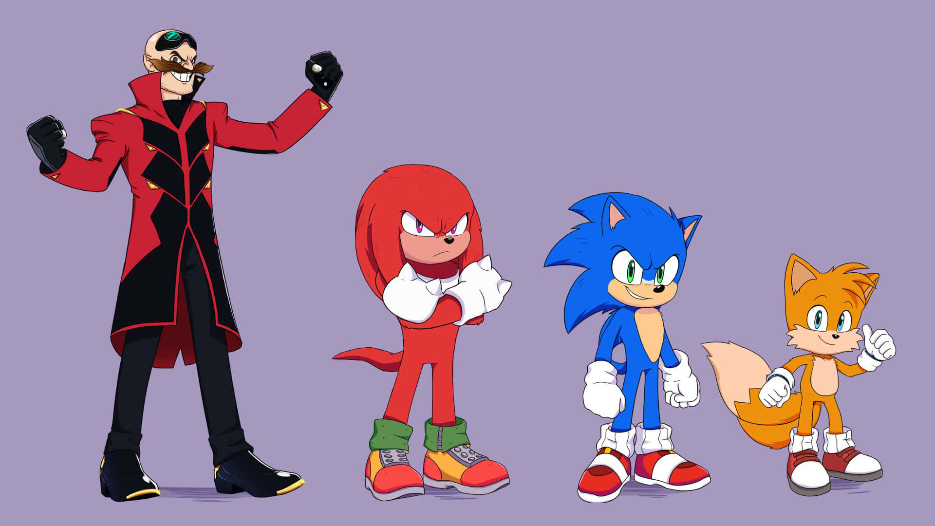 Eggman, Knuckles, Tails, And Sonic Illustration Wallpaper