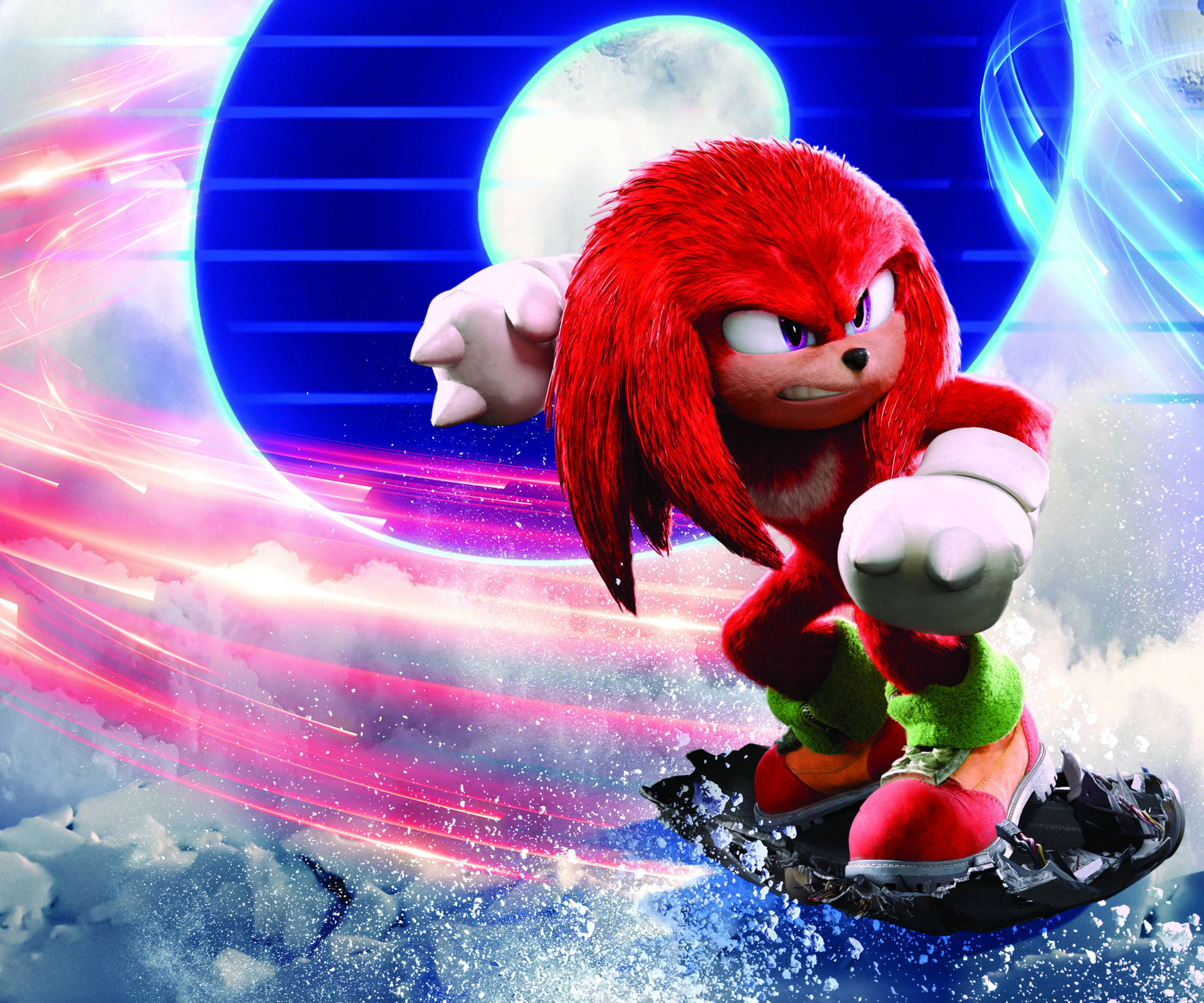 Knuckles The Echidna Colorful Snow Art Wallpaper