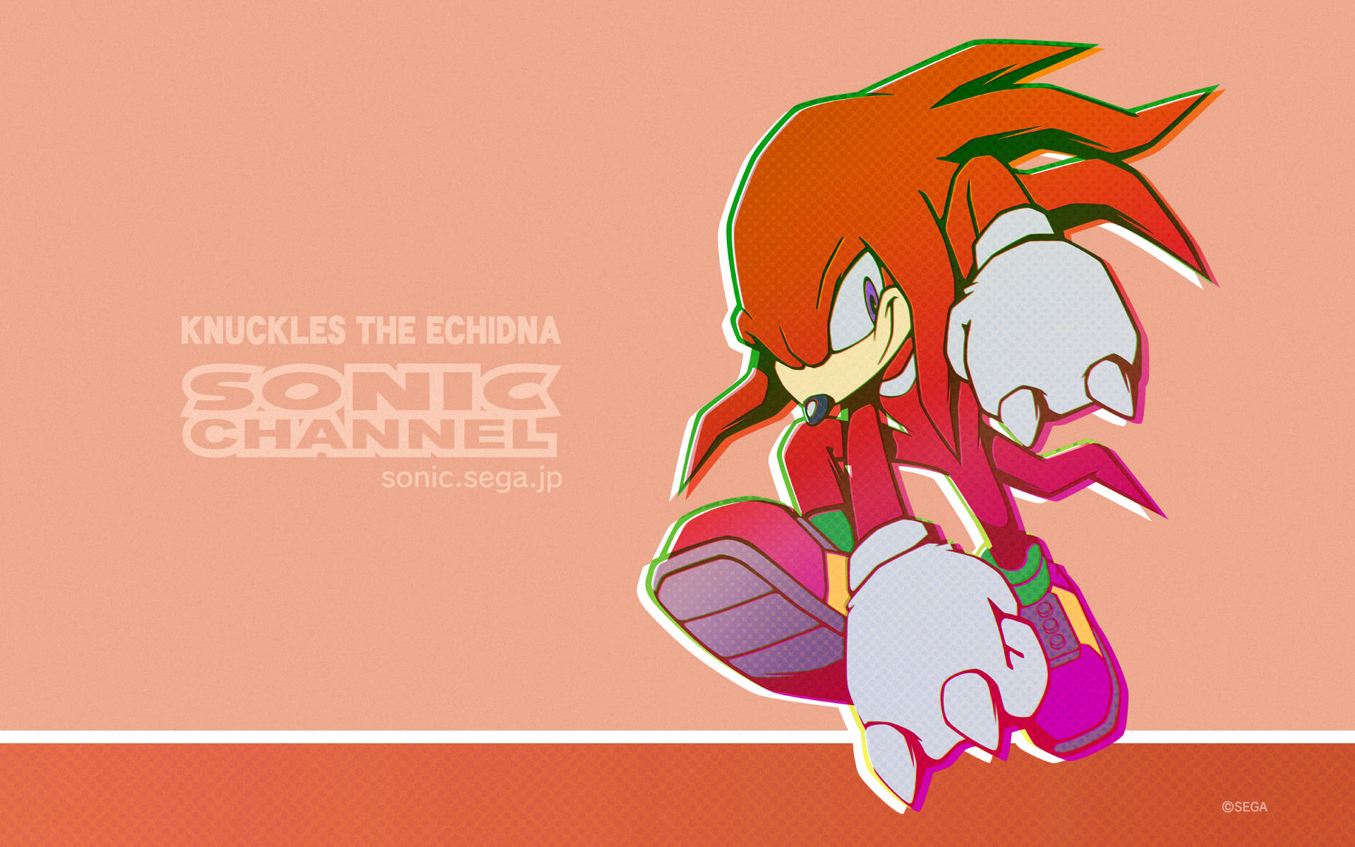 Knuckles The Echidna Peach Background Wallpaper