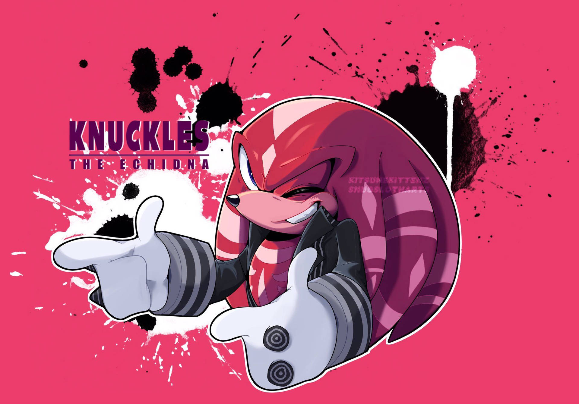 Stunning Illustration of Knuckles The Echidna in Pink Tone Wallpaper