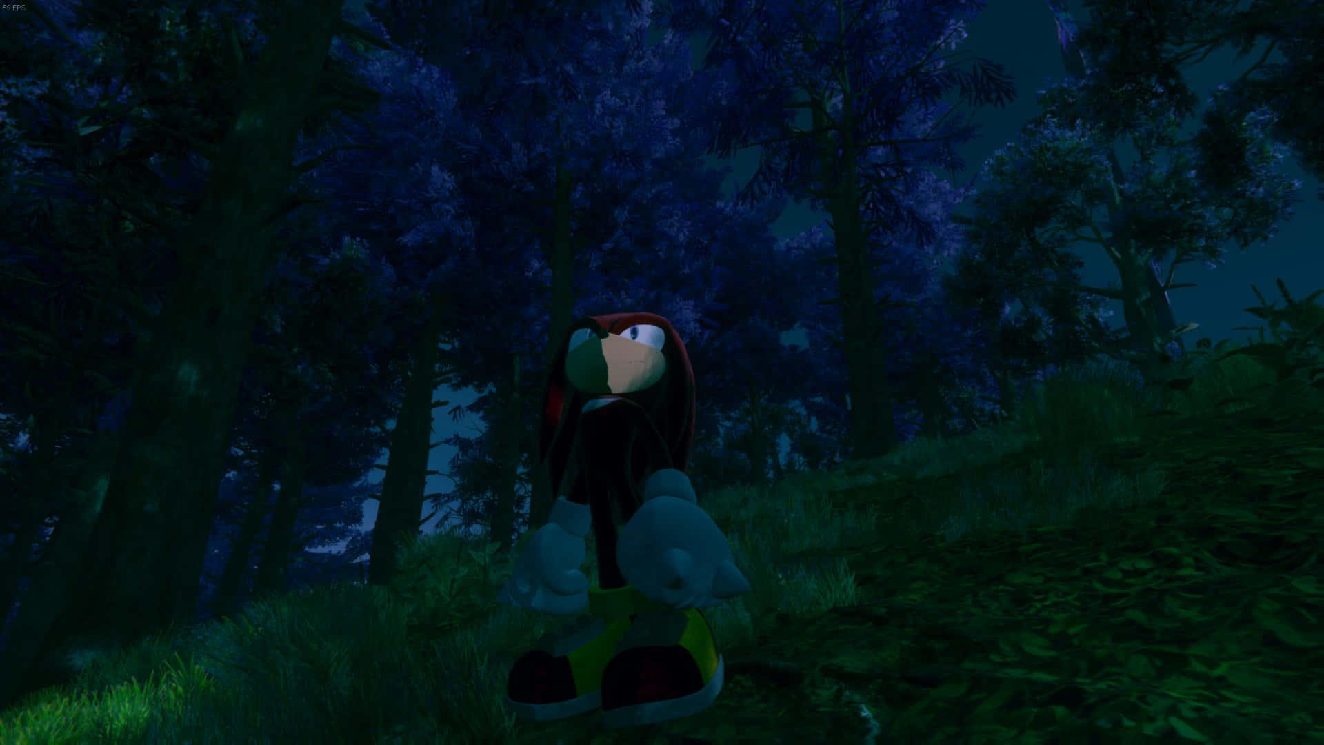 Knuckles In Mystic Forest Nacht Achtergrond