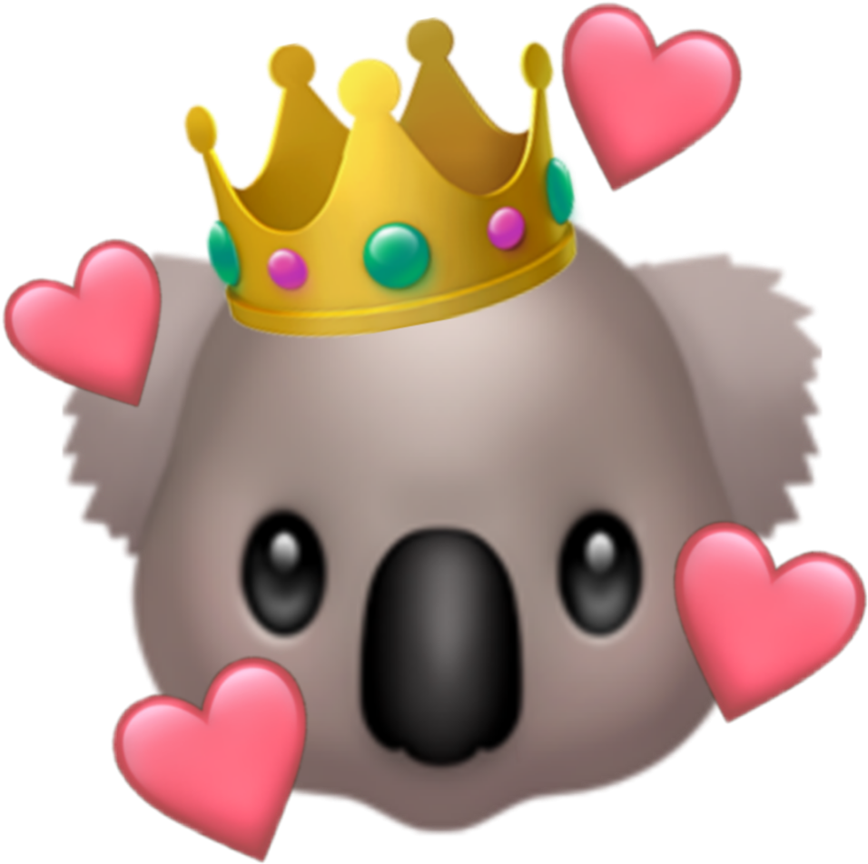 Koala Crown Hearts Emoji PNG