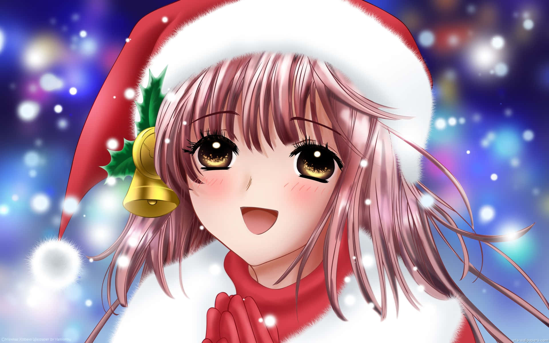 Kobatocom Chapéu De Natal Anime Cartão Papel de Parede
