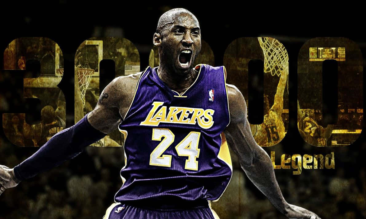 Kobe stands triumphant at the edge of the mountain