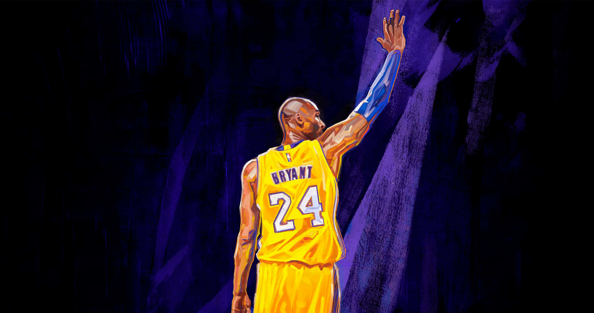 Fejre hans 5 mesterskabsringe, står Kobe Bryant som en basketball legende. Wallpaper