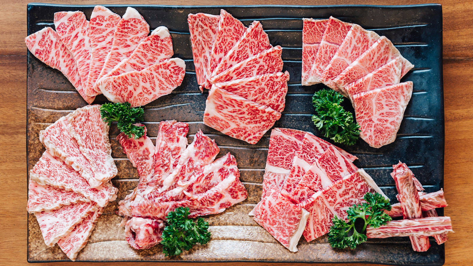 Exquisite Kobe Beef Cuts Finely Sliced Wallpaper