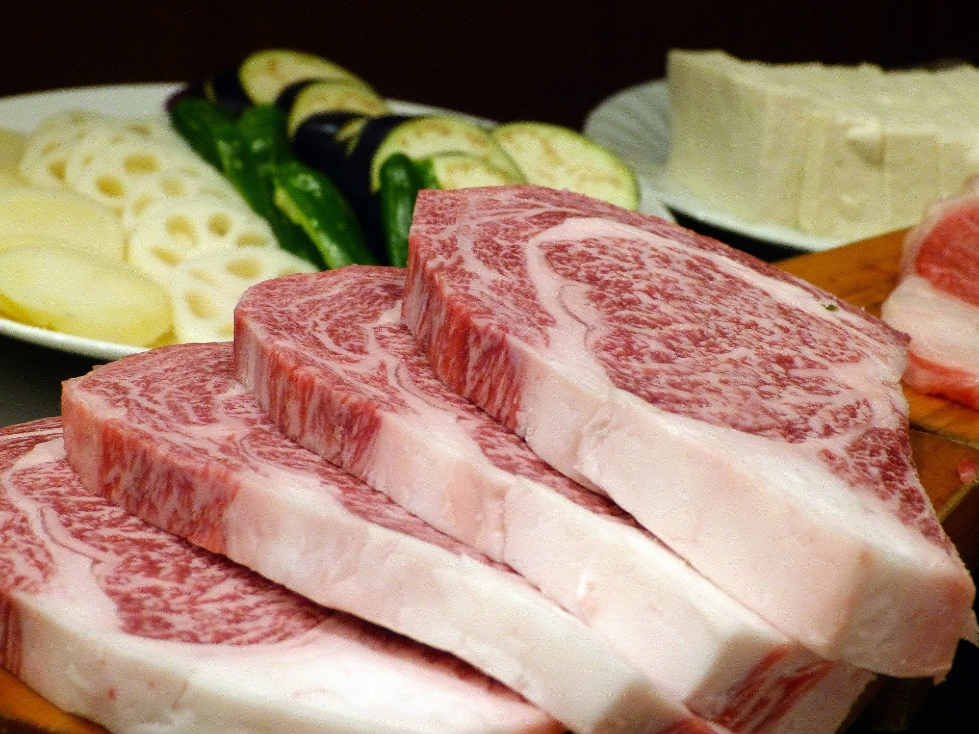 Kobe Beef With Prepared Ingredients Wallpaper