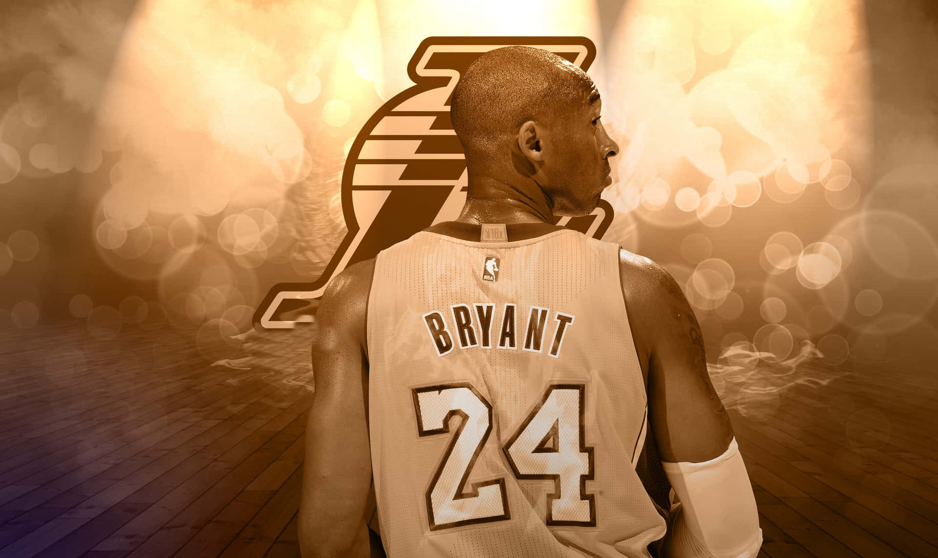 Download Kobe Bryant with Number 24 Logo Wallpaper