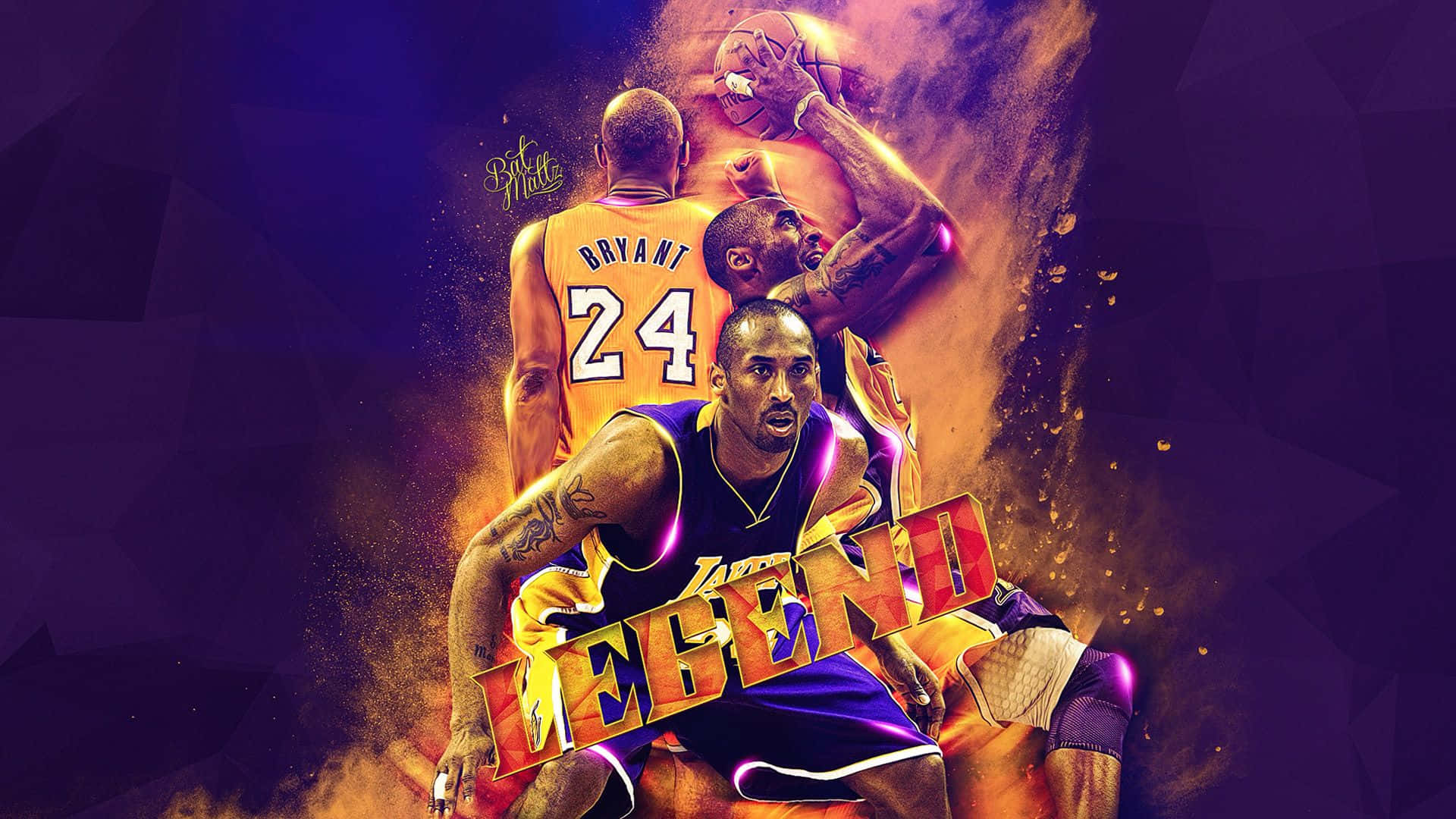 Kobe Bryant 24 Logo Basketball Legende Ild Vægfornyelse Wallpaper