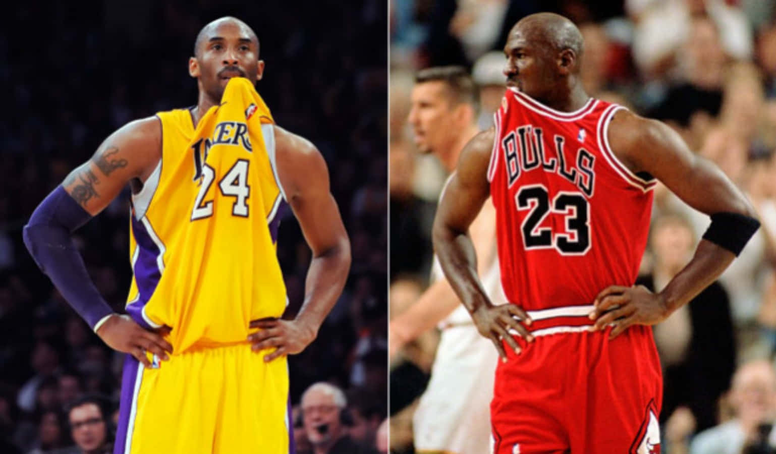 Unmomento Icónico - Michael Jordan Y Kobe Bryant Fondo de pantalla