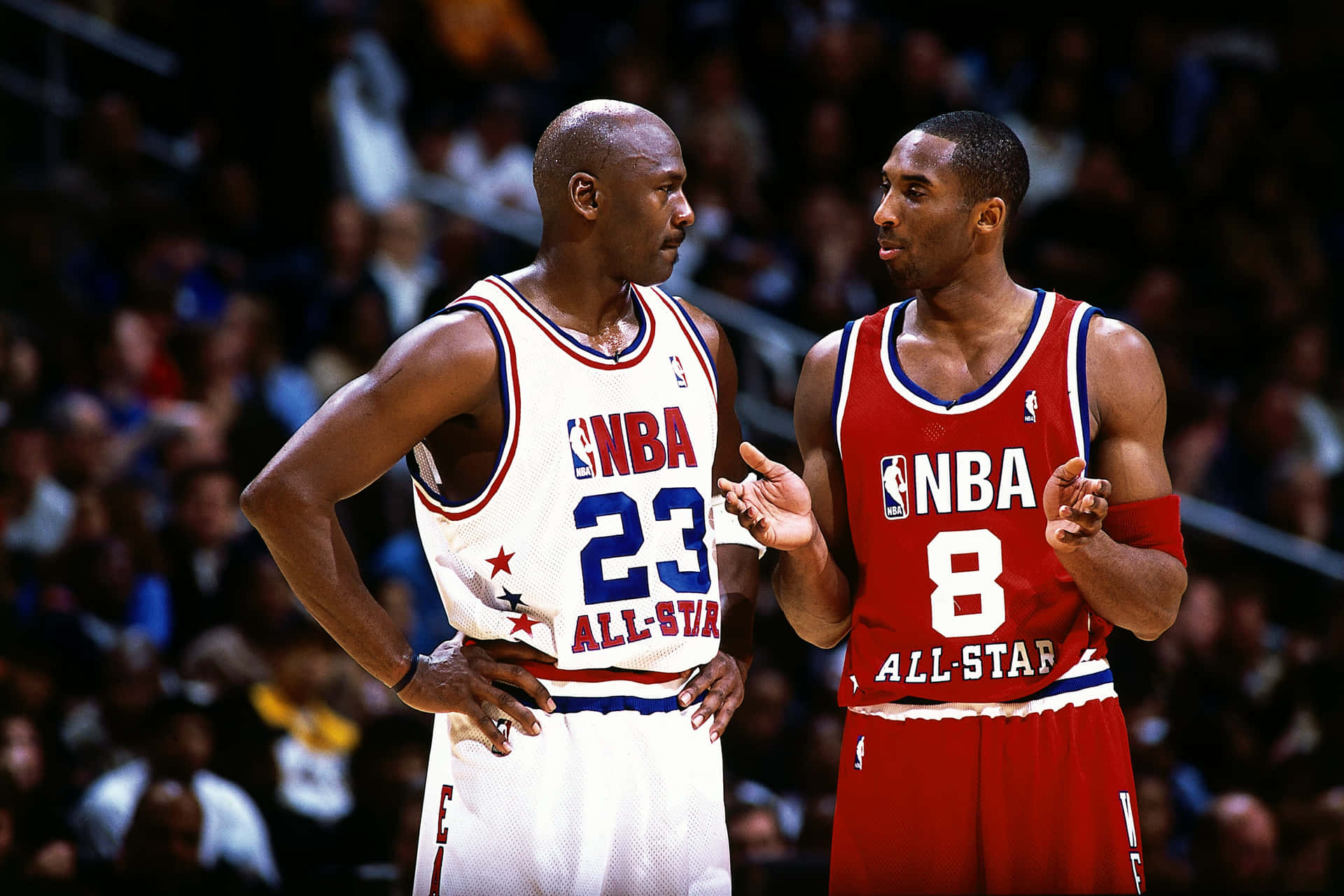Leggendedel Basket Kobe Bryant E Michael Jordan Sfondo