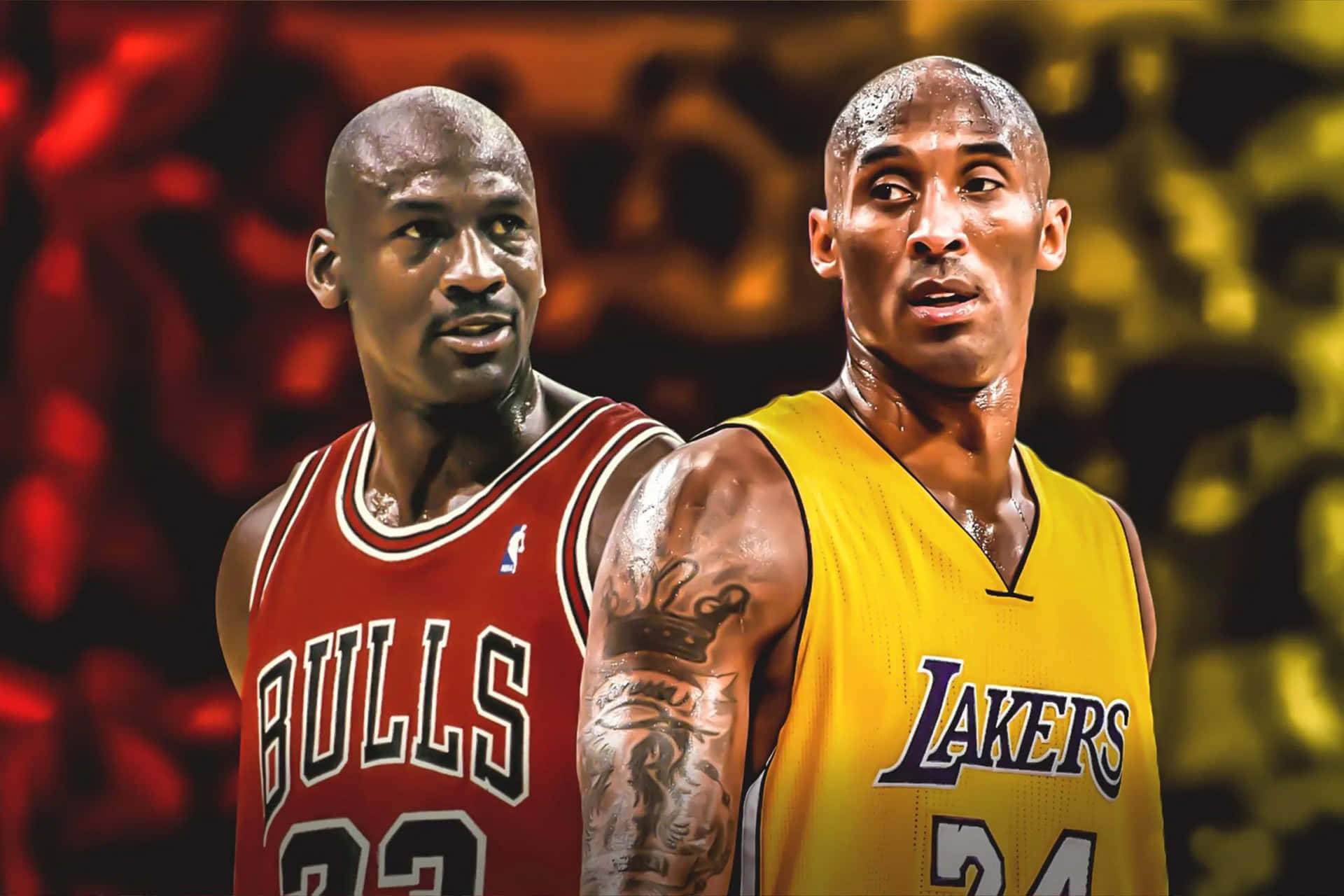 Nbasuperstars Kobe Bryant Und Michael Jordan Als Digitale Illustration Wallpaper