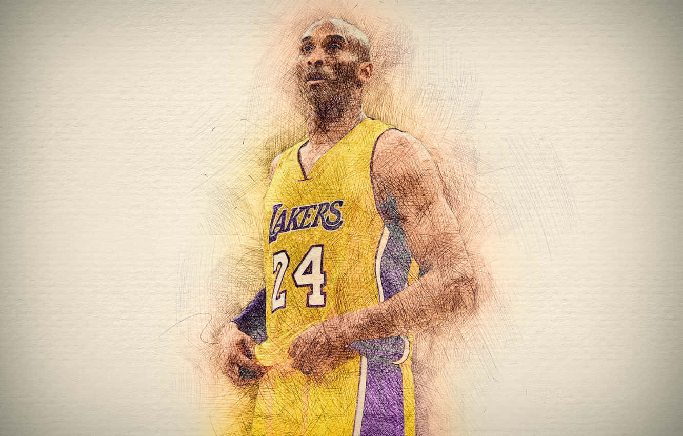 Bocetode Dibujo De Baloncesto De Kobe Bryant. Fondo de pantalla