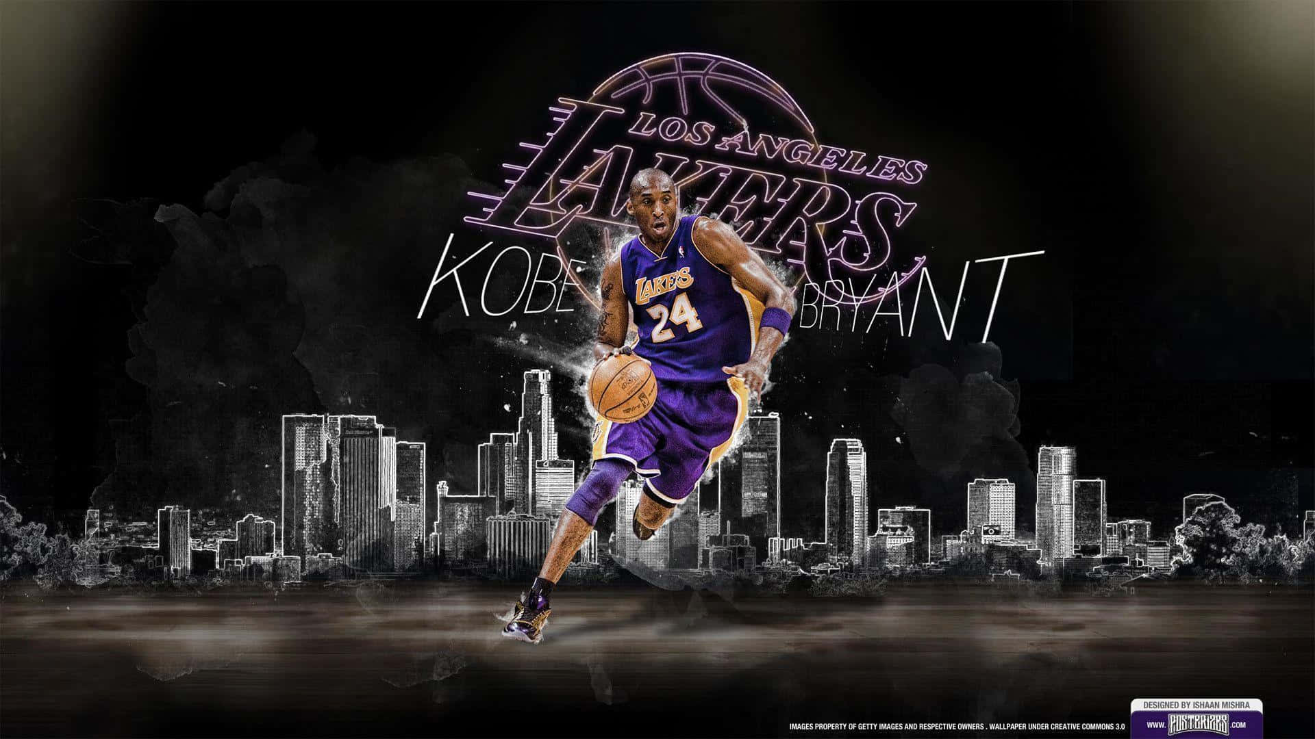 Kobe Bryant In Action During A Los Angeles Lakers Game Wallpaper