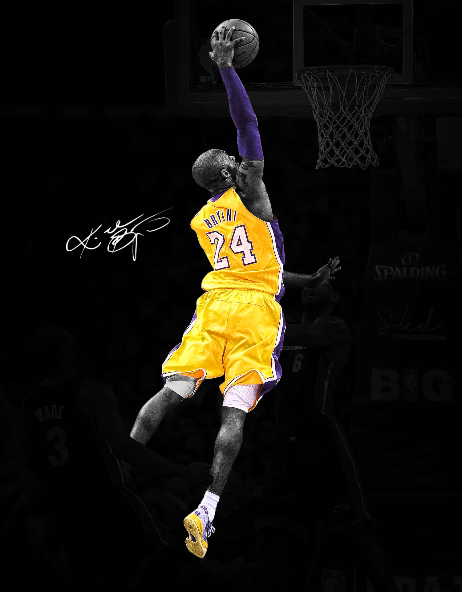 Kobe Bryant With A Signature Jump Shot Wallpaper