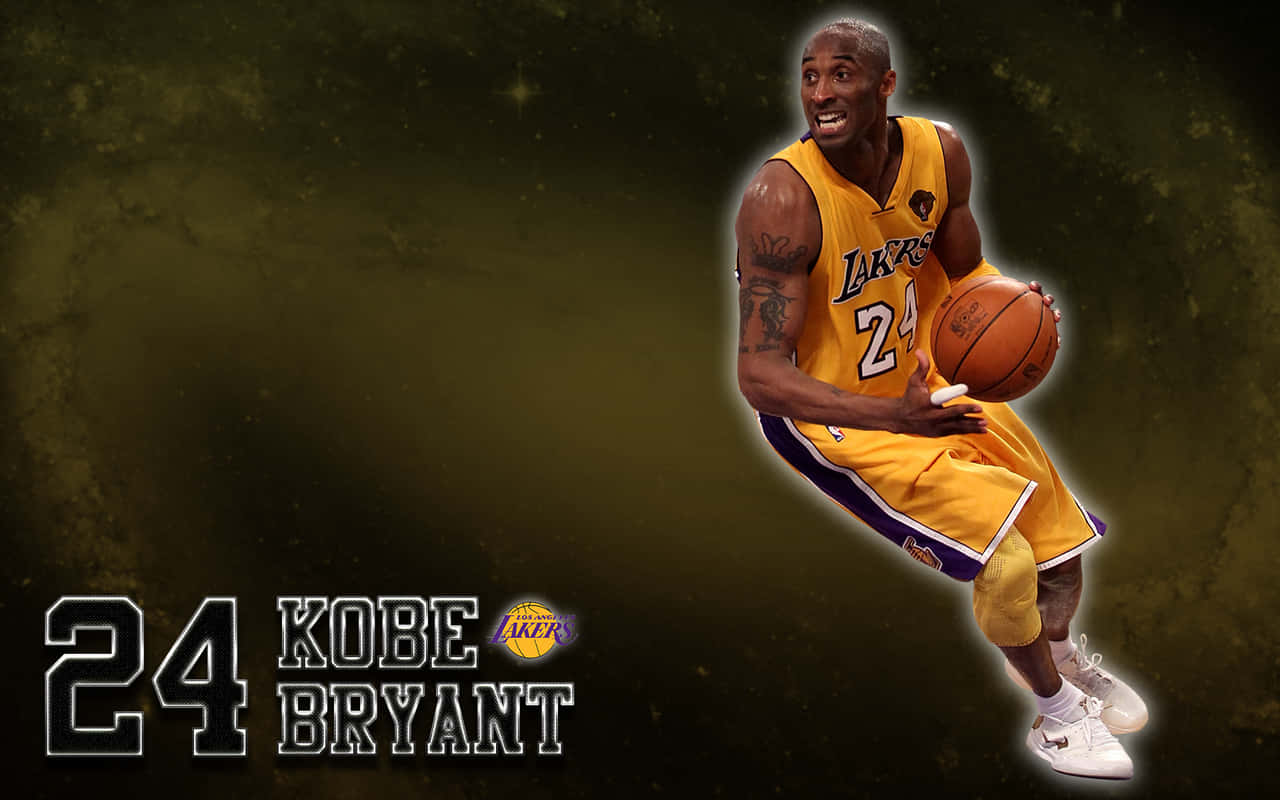 Kobe Bryant Basketball Playing Grunge Yellow Wallpaper
