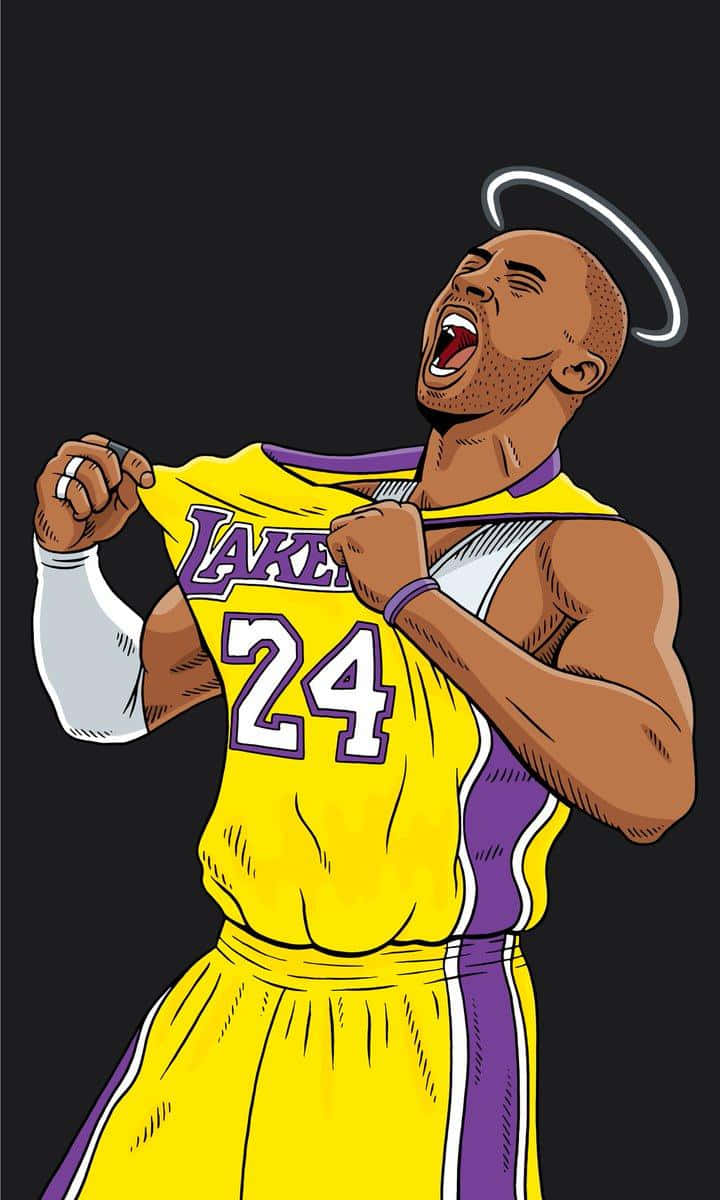 Download Kobe Bryant Cartoon Black Background Wallpaper 