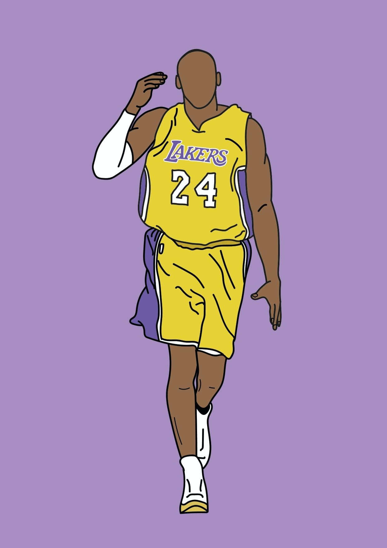 Kobe Bryant Cartoon Purple Background Wallpaper