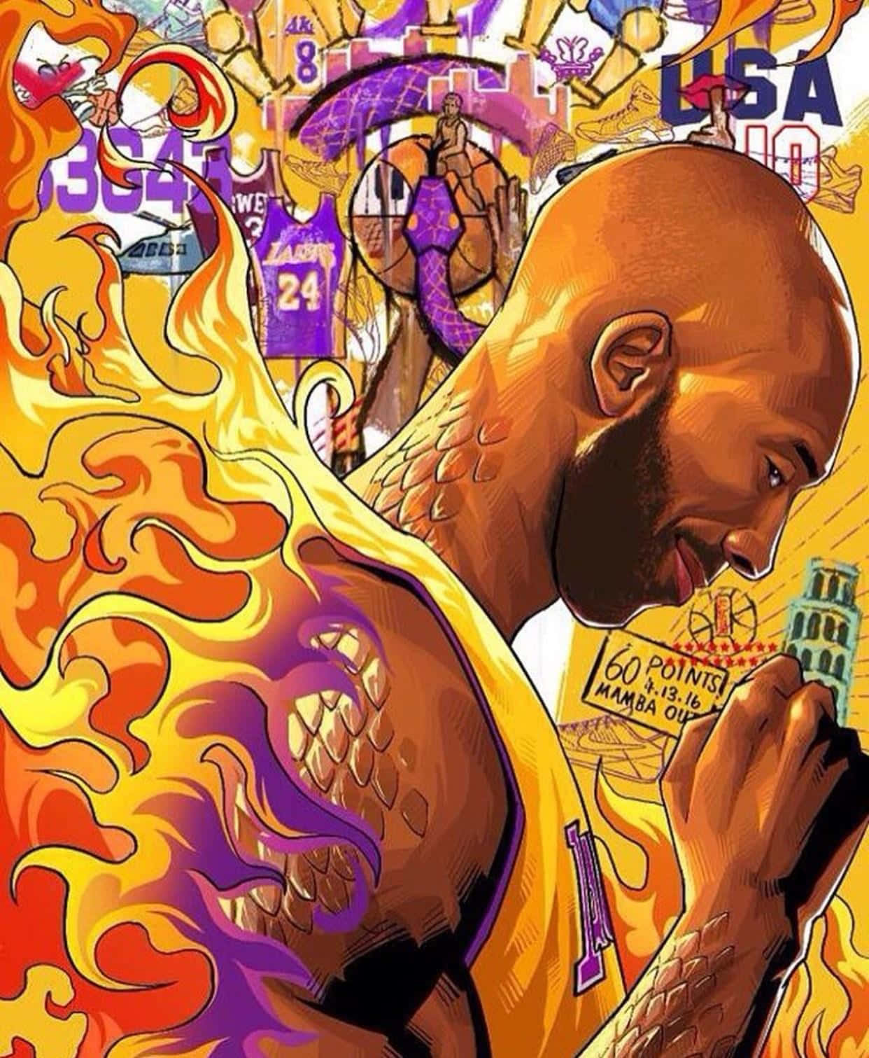 Download Kobe Bryant And Gianna Cartoon Wallpaper