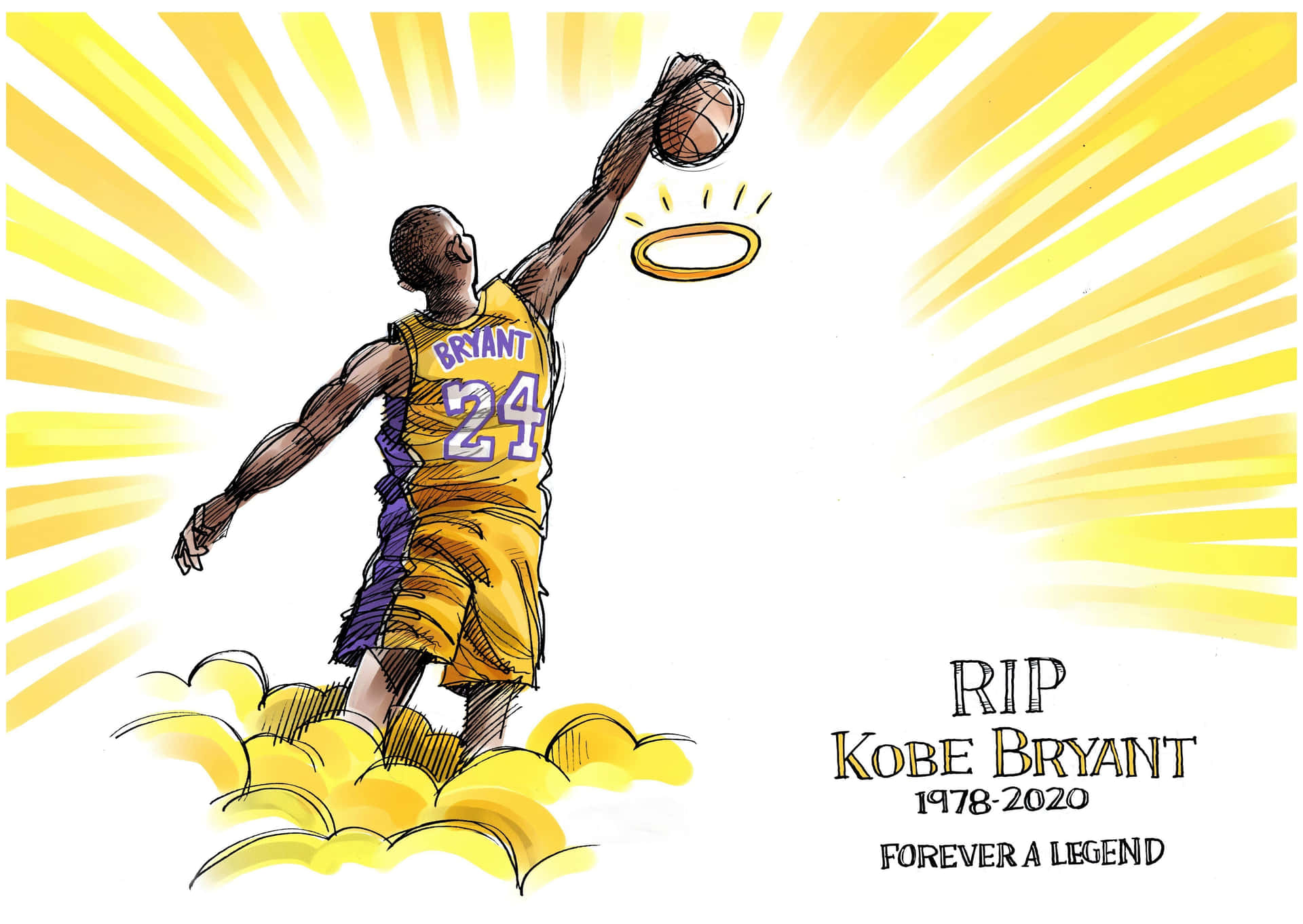 Download A smiling cartoon image of the legendary Kobe Bryant Wallpaper