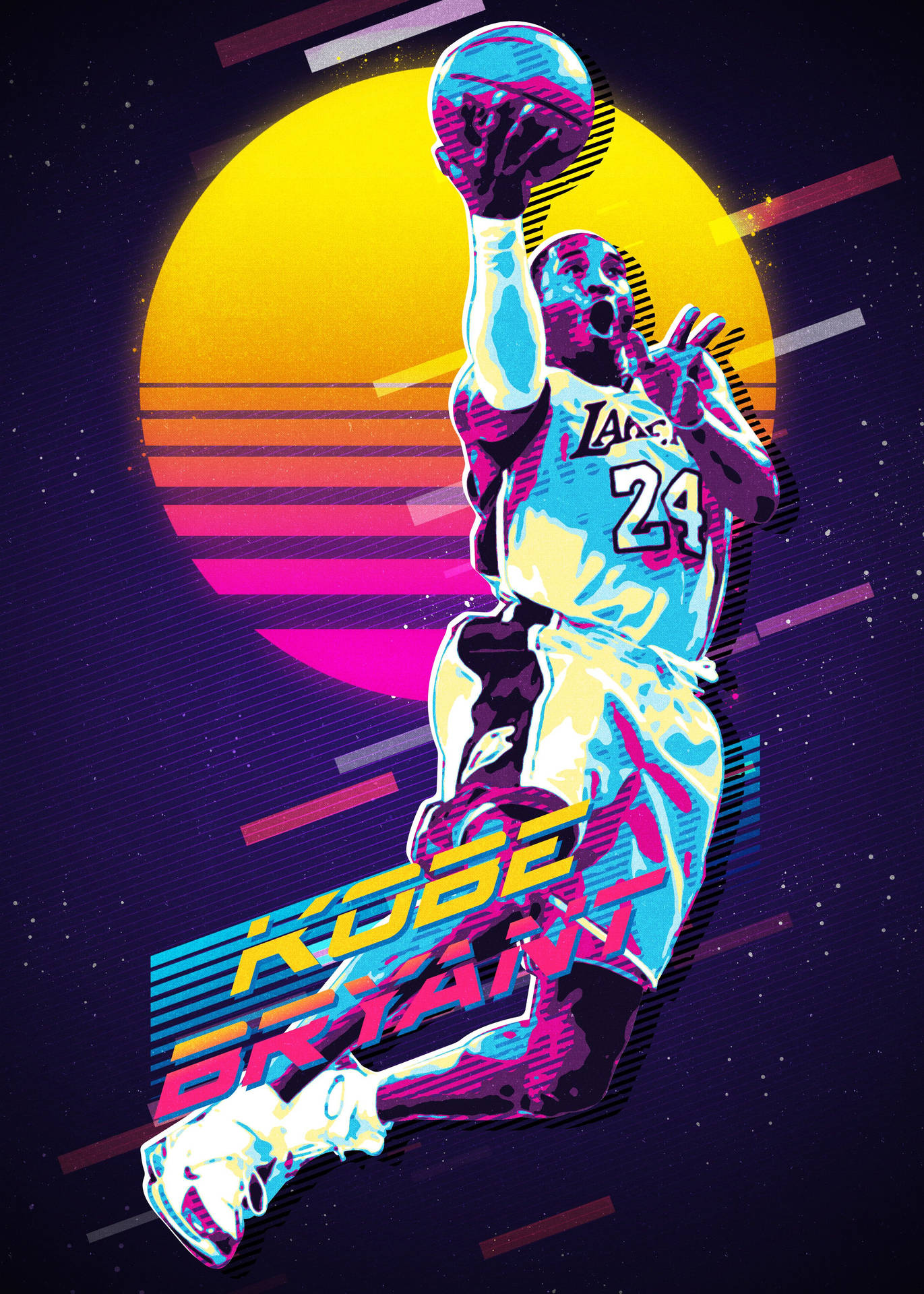 Download Kobe Bryant Cool Vaporwave Wallpaper