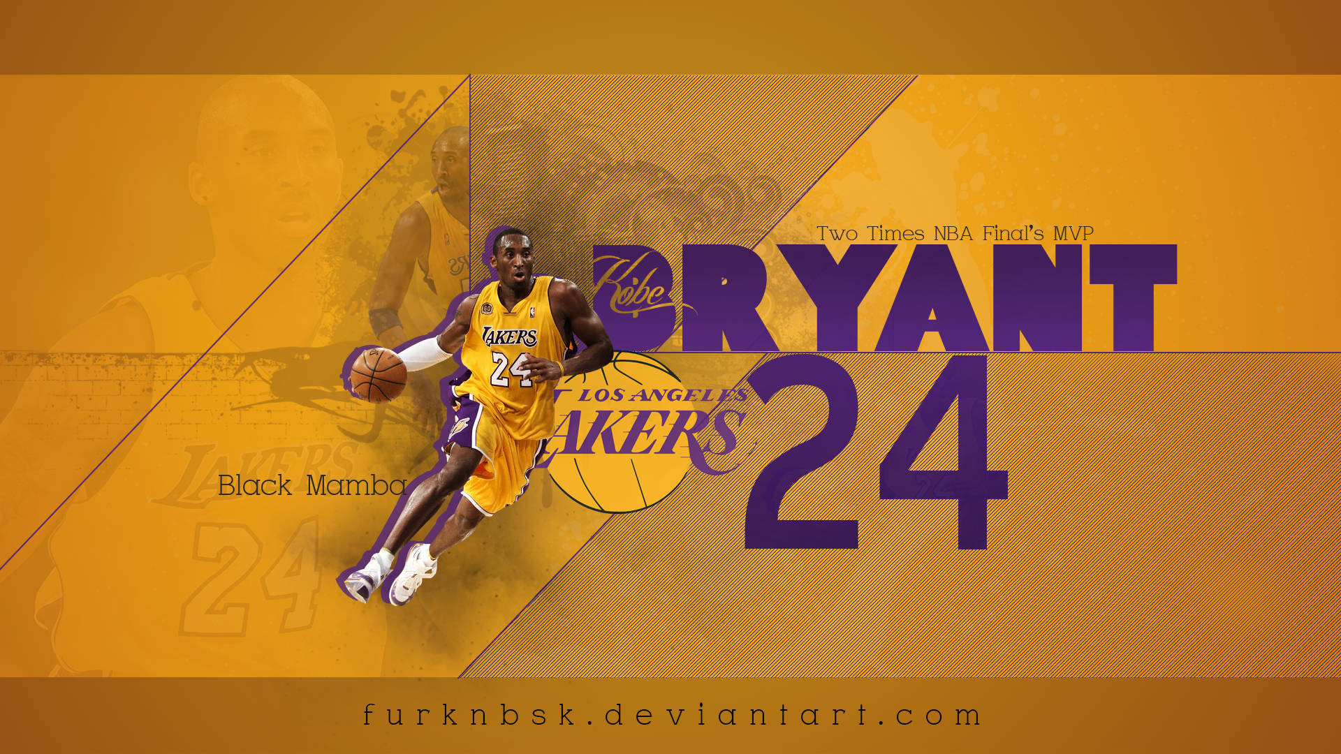 "Kobe Bryant dribbling away in his iconic lakers uniform" Wallpaper