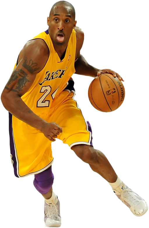 Kobe Bryant Lakers Dribbling Action PNG