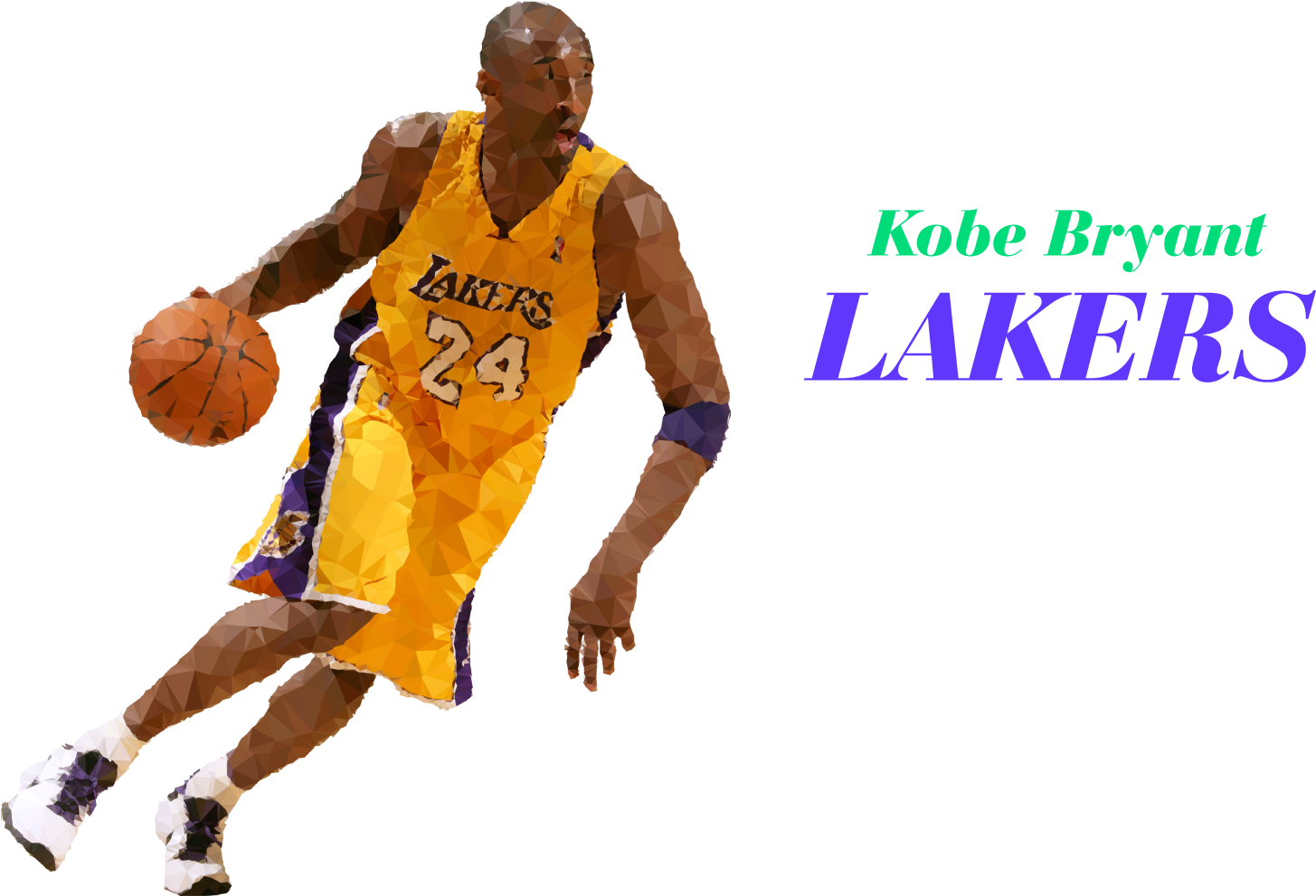 Kobe Bryant Lakers Low Poly Art PNG
