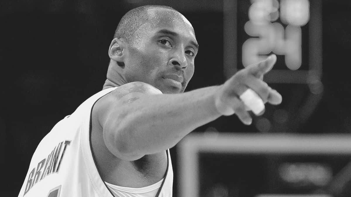 Kobe Bryant Pointing Black And White Wallpaper