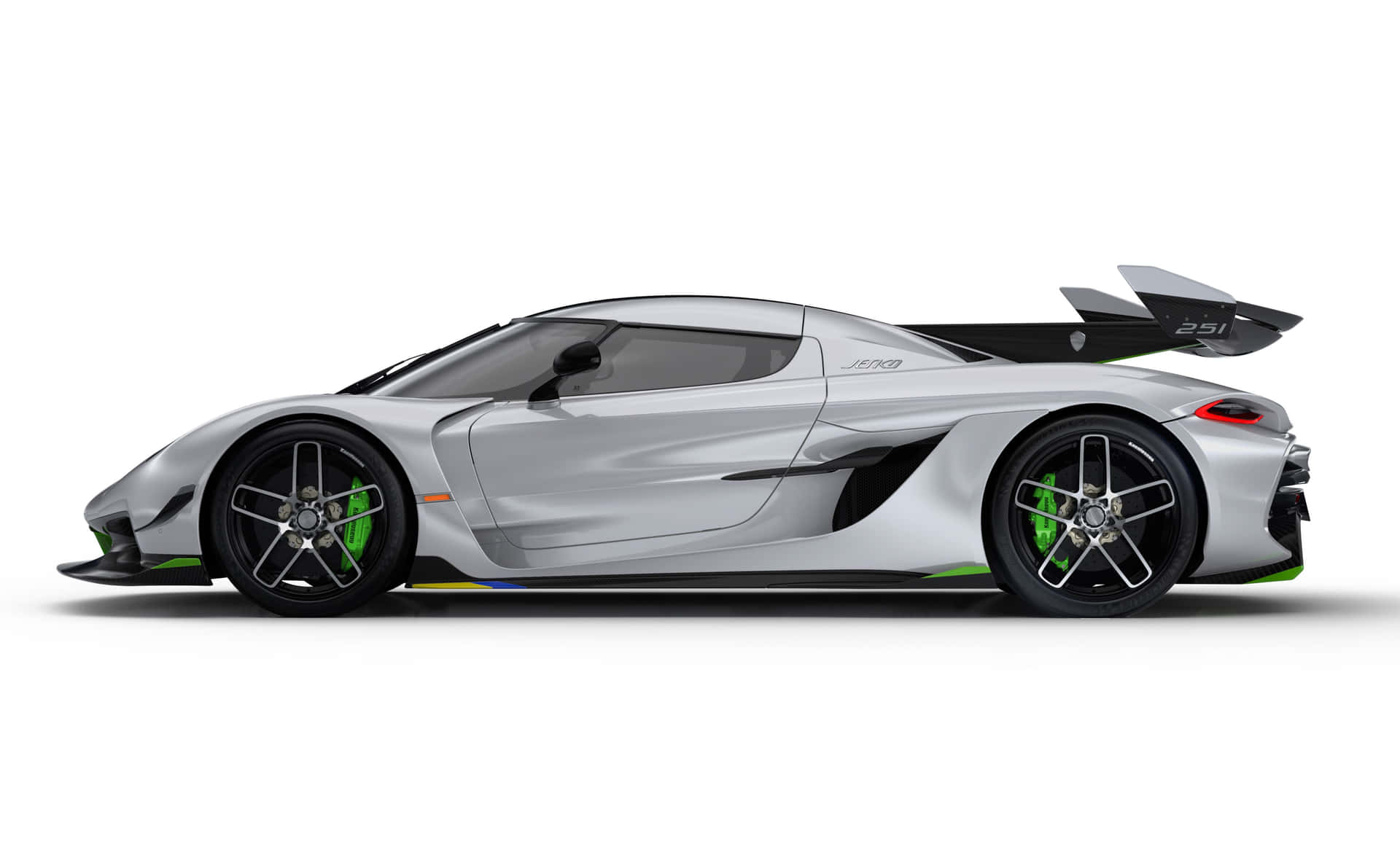 A White Sports Car With Green Stripes Wallpaper