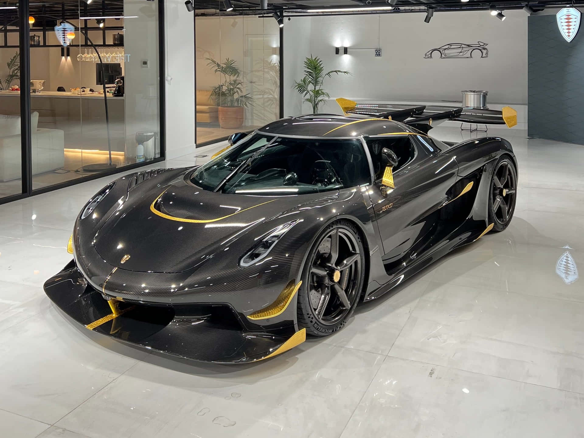 Koenigsegg Jesko Black Yellow Accents Wallpaper