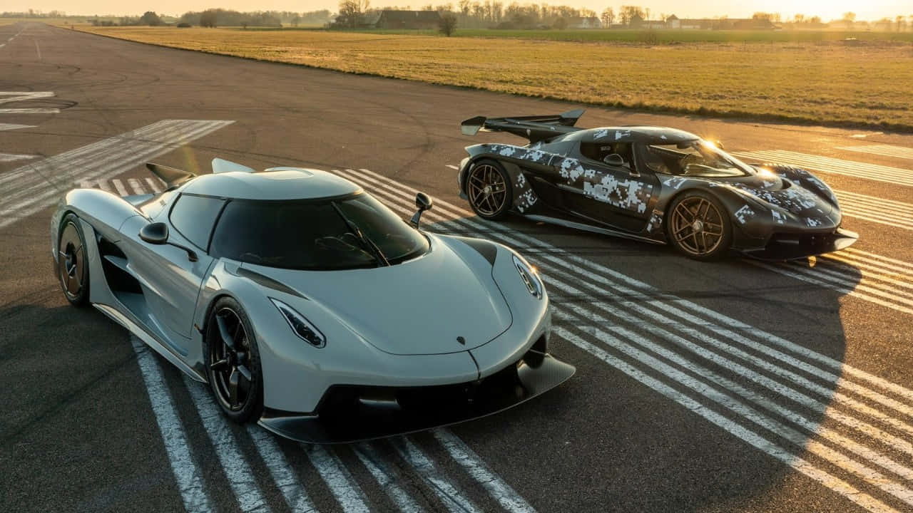 Koenigsegg Jesko Duo Sunset Runway Wallpaper