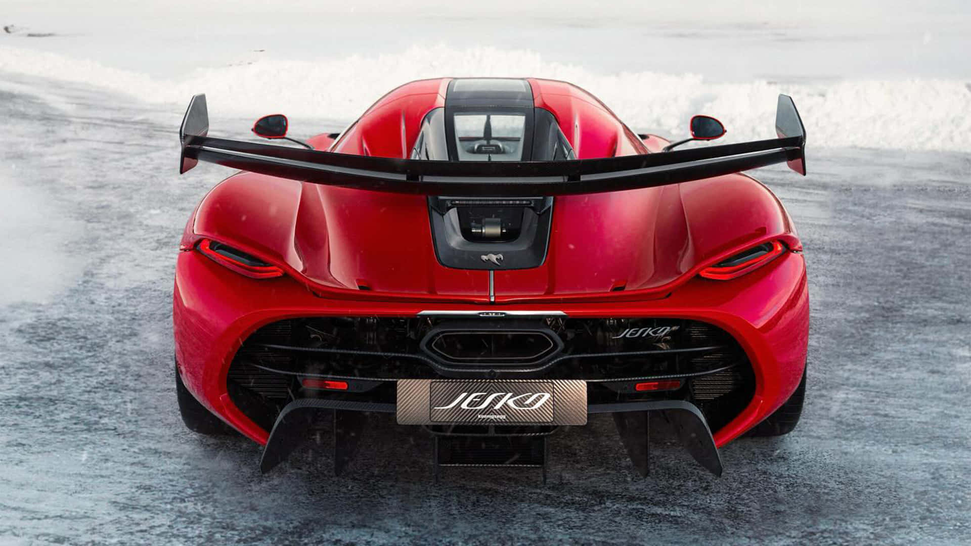 Koenigsegg Jesko Red Rear View Wallpaper