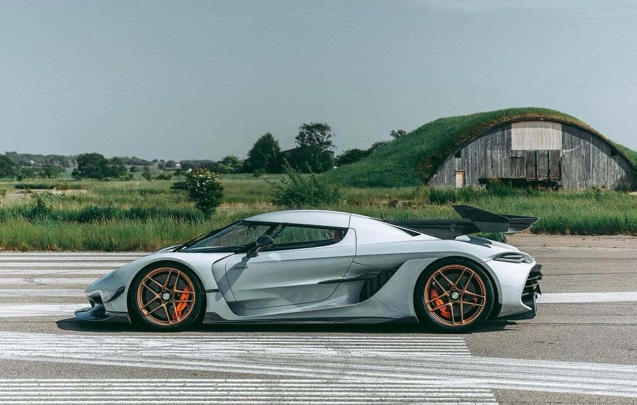 Koenigsegg Jesko Silver Orange Accents Wallpaper