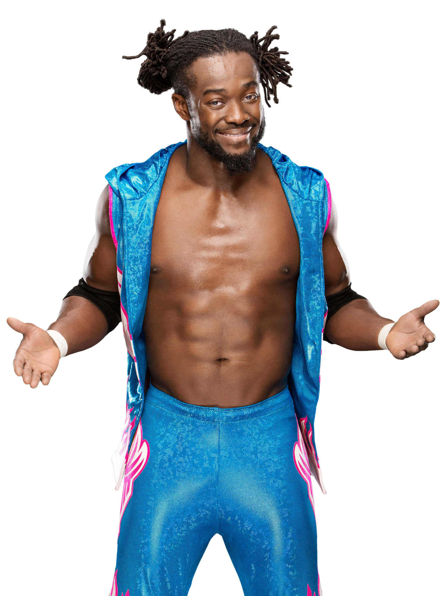 Kofi Kingston In Blue And Pink Wrestling Tights Picture