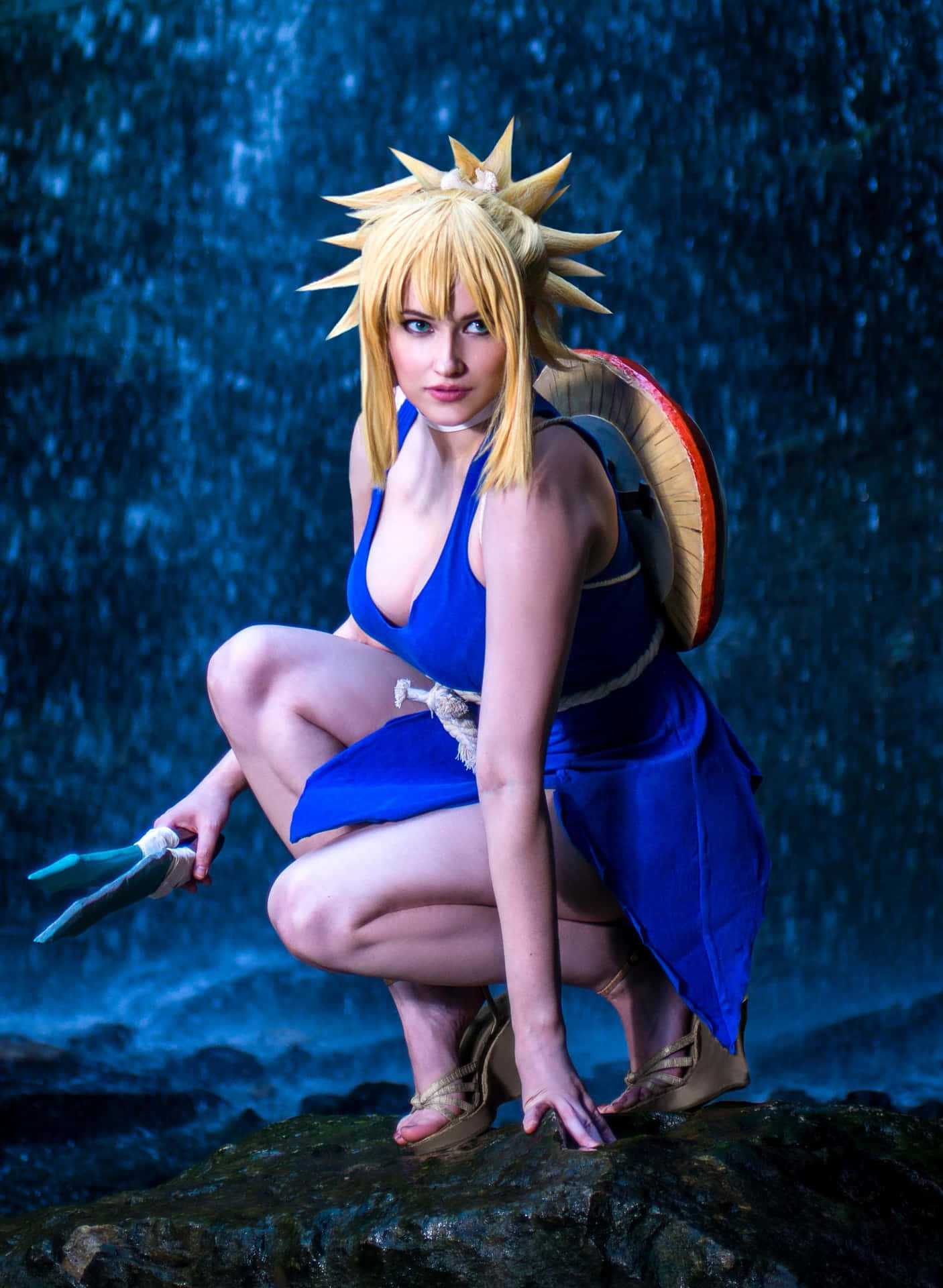 Kohaku Cosplay Dr Stone Waterval Achtergrond Achtergrond