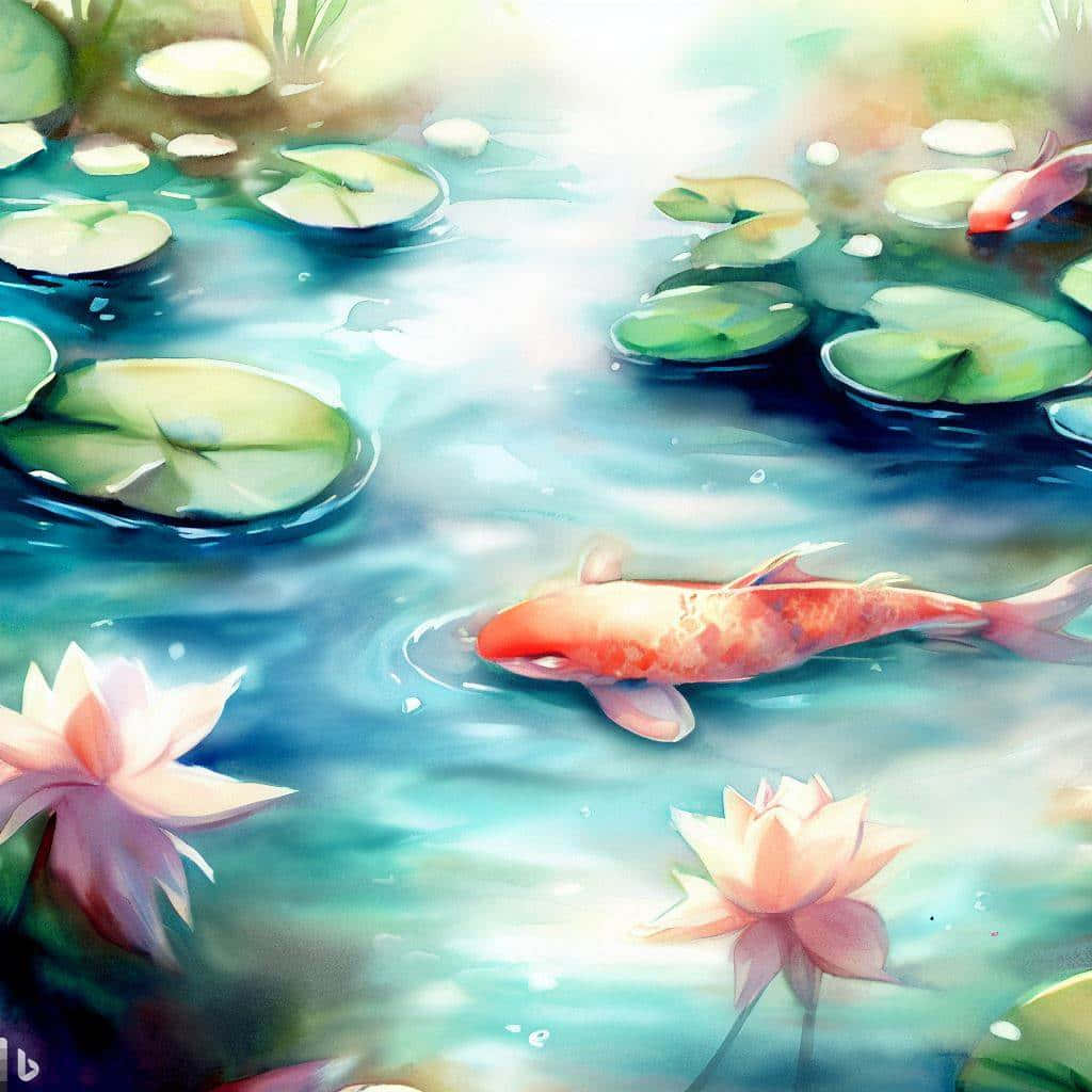 Majestic Koi Fish Swimming in Serene Pond