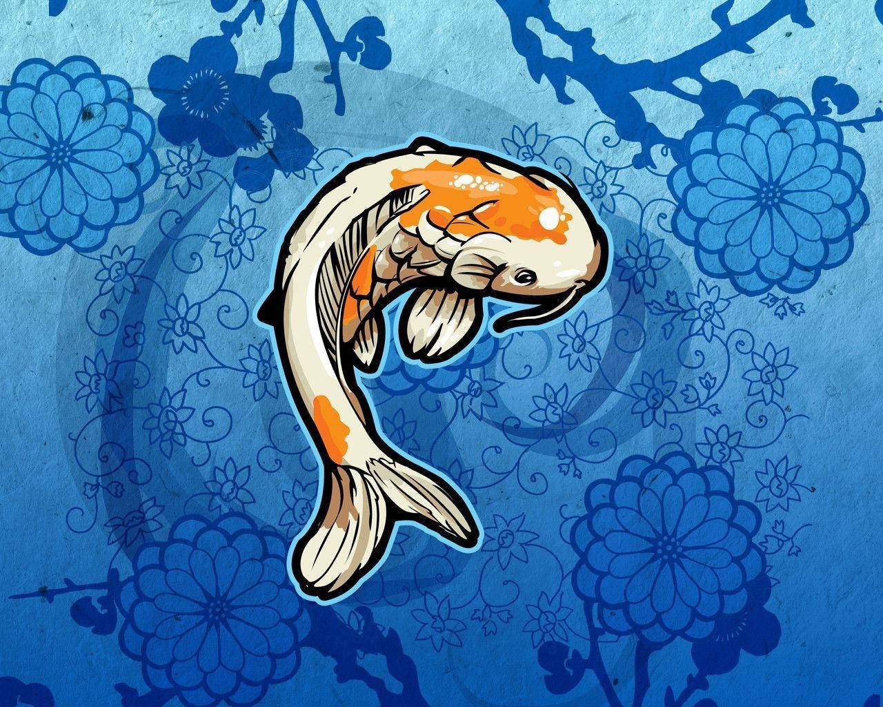 Koi Fish Blue Wallpaper