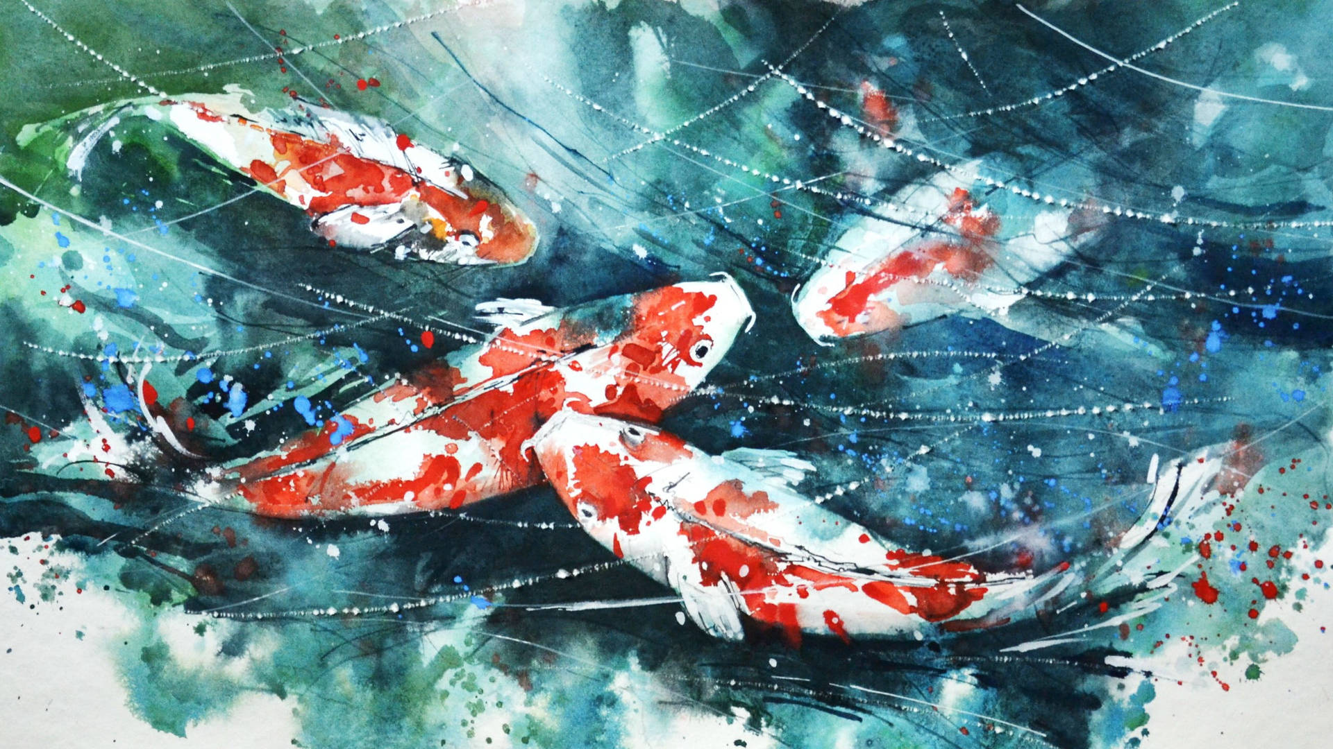 Koi Fish Painting Desktop Wallpaper