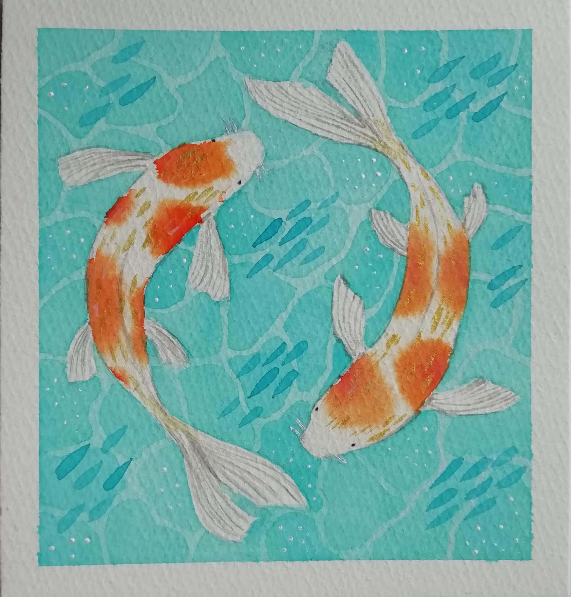 Koi Fish Watercolor Art Wallpaper