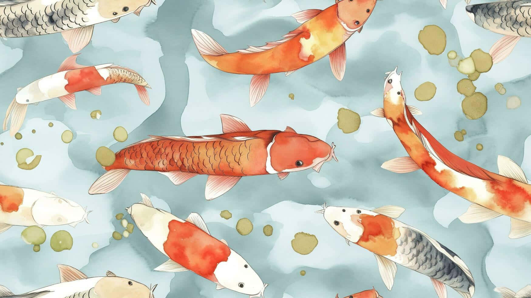 Koi Fish Watercolor Pattern.jpg Wallpaper