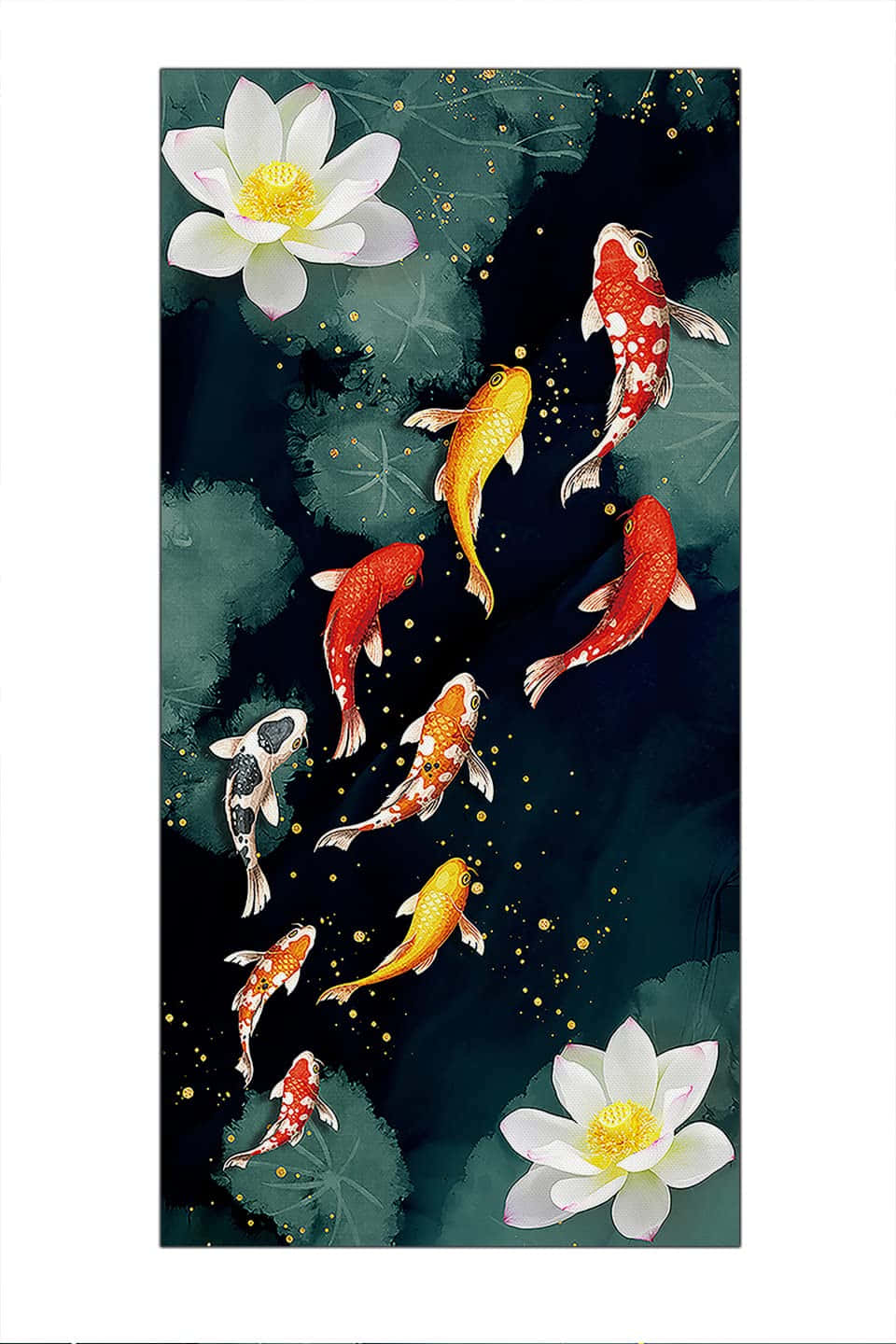 Koi Fishand Lotus Art Wallpaper
