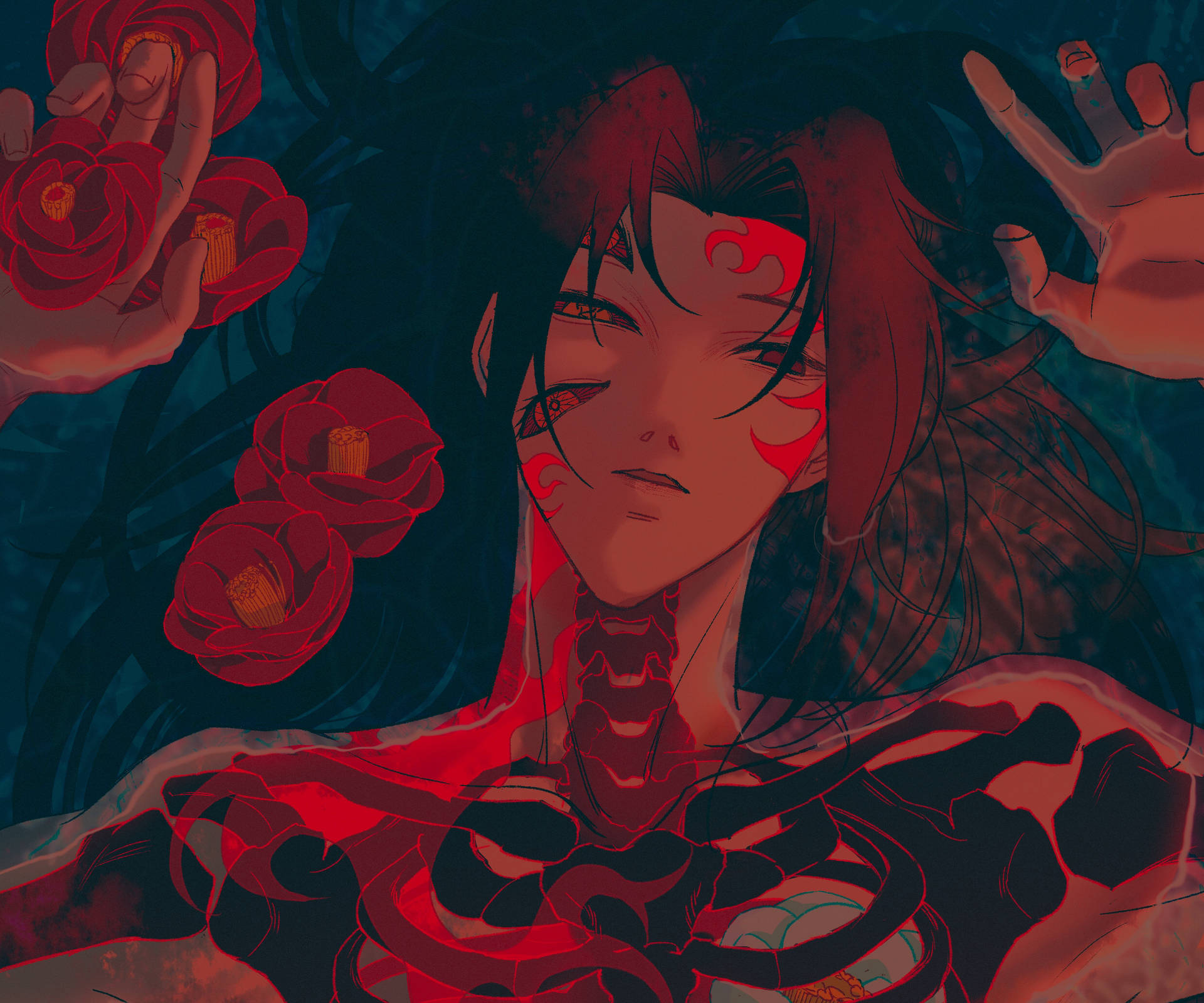Kokushibo With Blood Art Wallpaper