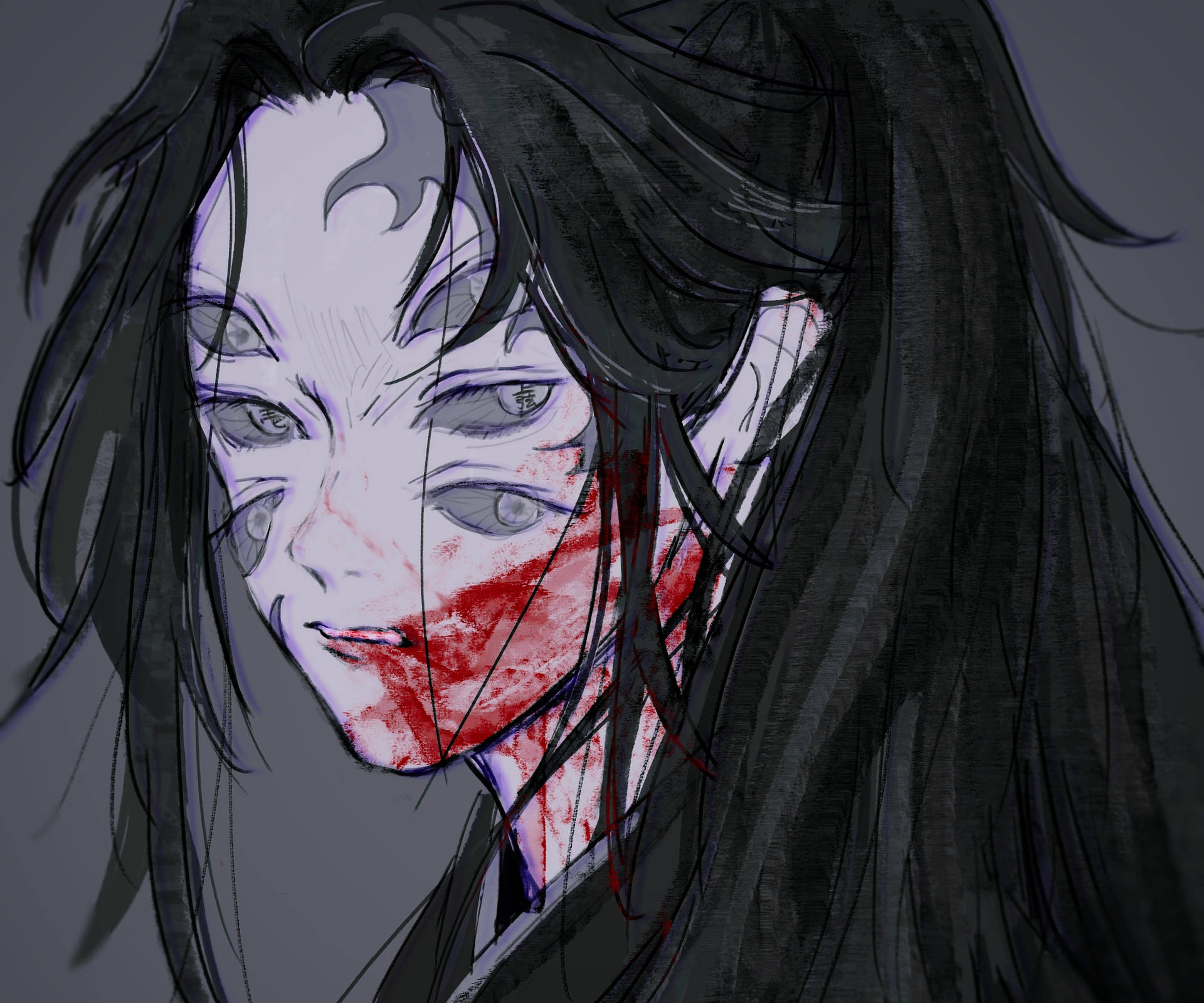 Kokushibo With Bloody Face Wallpaper