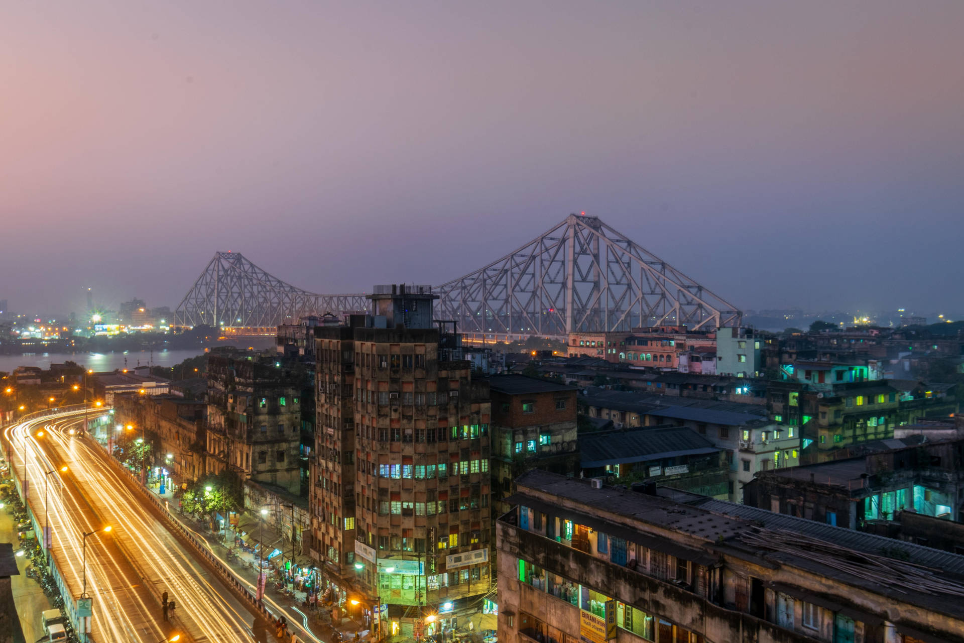 Kolkata Cityscape At Dusk Wallpaper