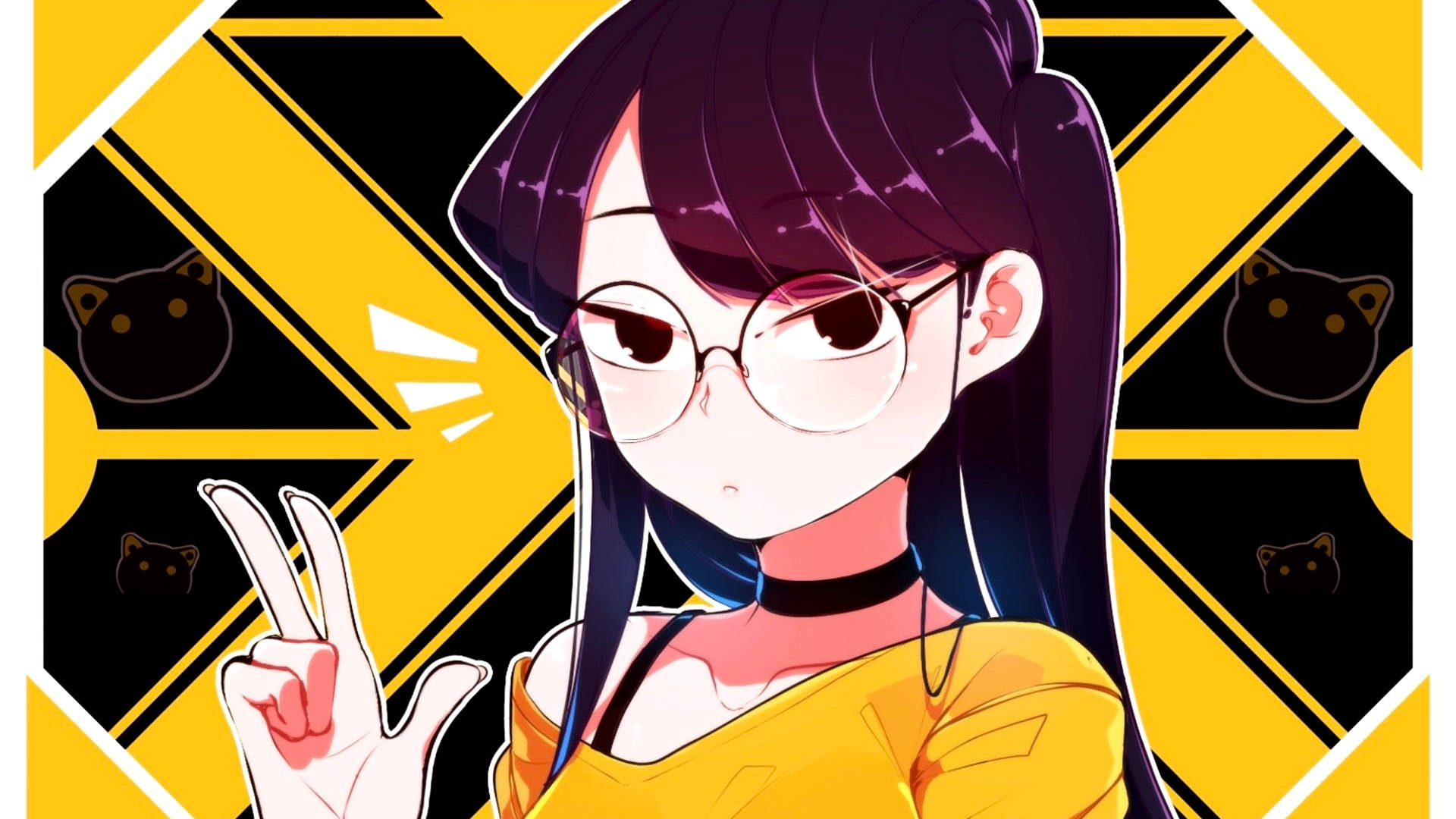 En pige med briller og en gul skjorte Wallpaper