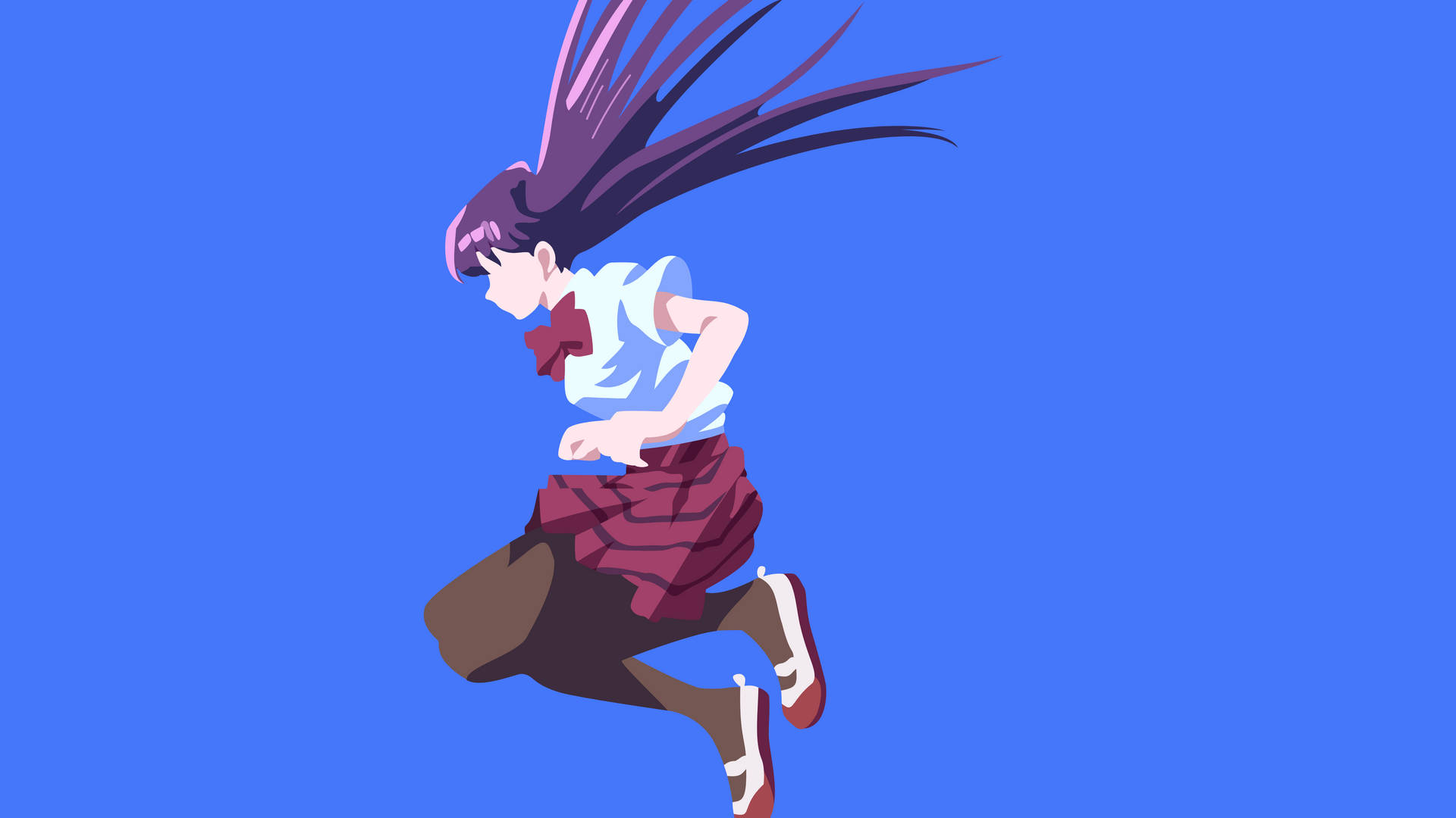 A Girl In A Skirt And A Blue Background Wallpaper